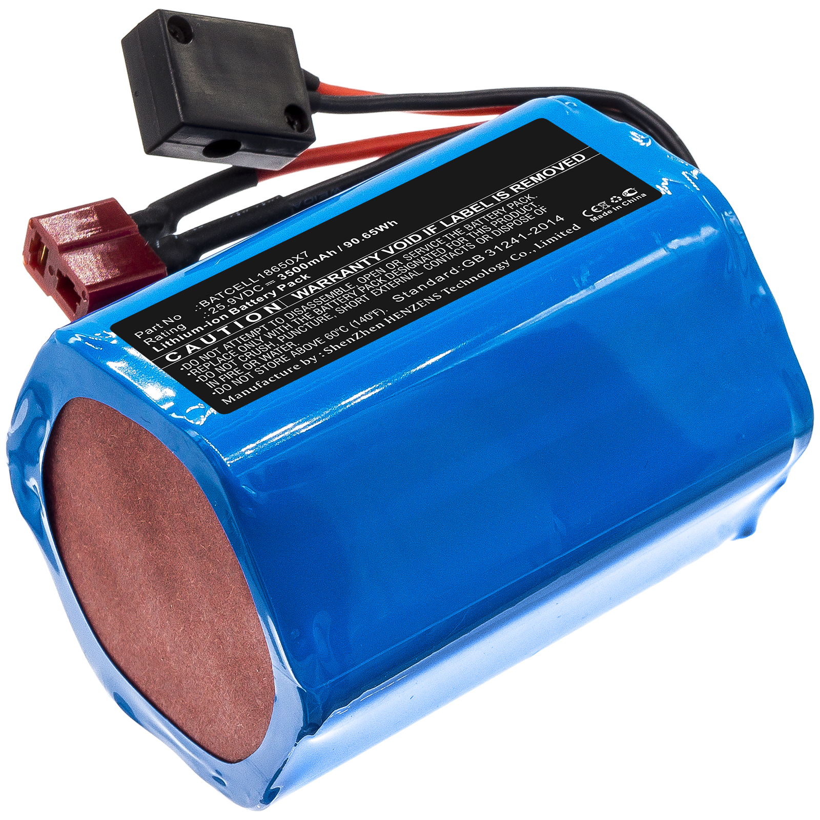 Synergy Digital Flashlight Battery, Compatible with Bigblue BATCELL18650X7 Flashlight Battery (25.9V, Li-ion, 3500mAh)