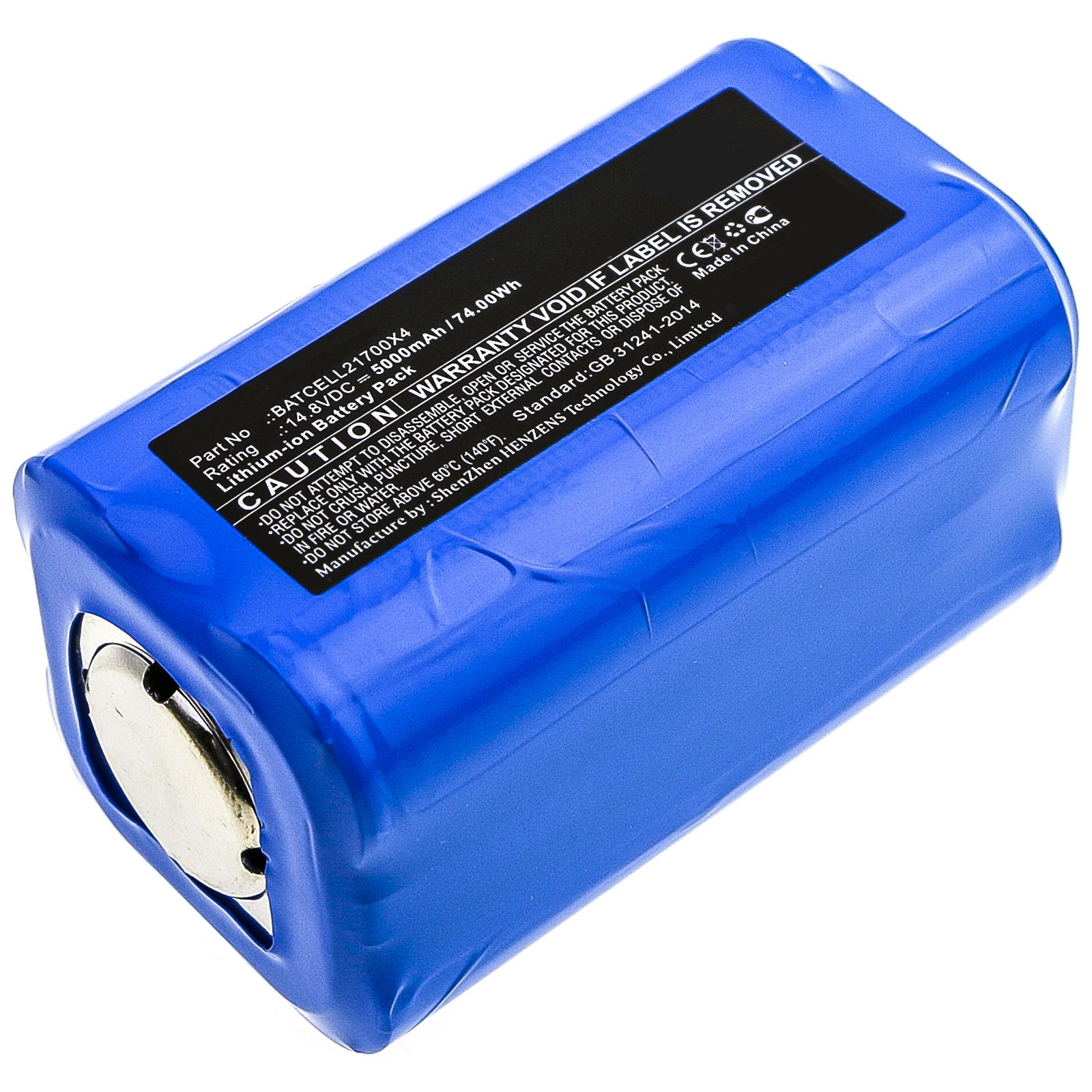 Synergy Digital Flashlight Battery, Compatible with Bigblue BATCELL21700X4 Flashlight Battery (14.8V, Li-ion, 5000mAh)