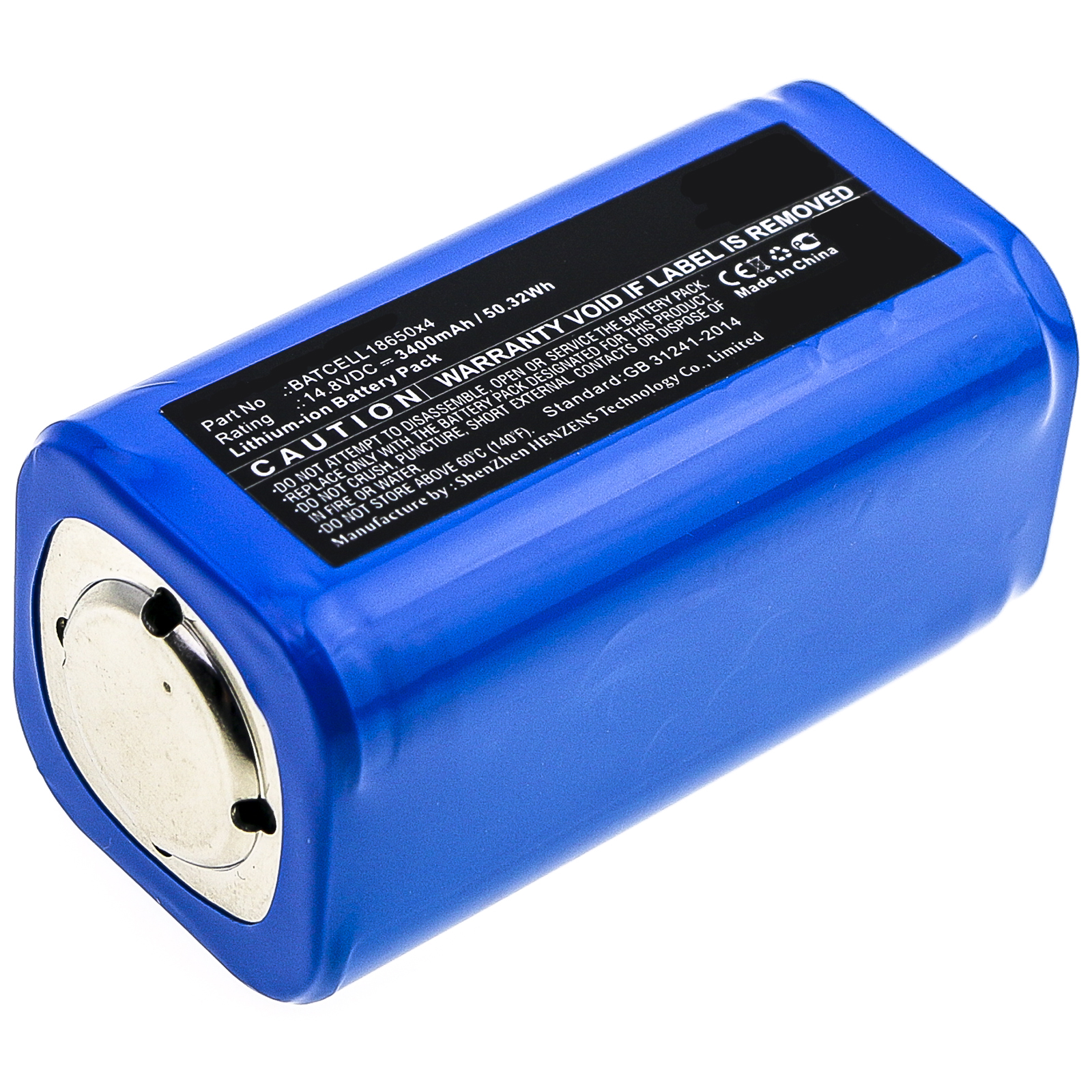 Synergy Digital Flashlight Battery, Compatible with Bigblue BATCELL18650x4 Flashlight Battery (14.8V, Li-ion, 3400mAh)