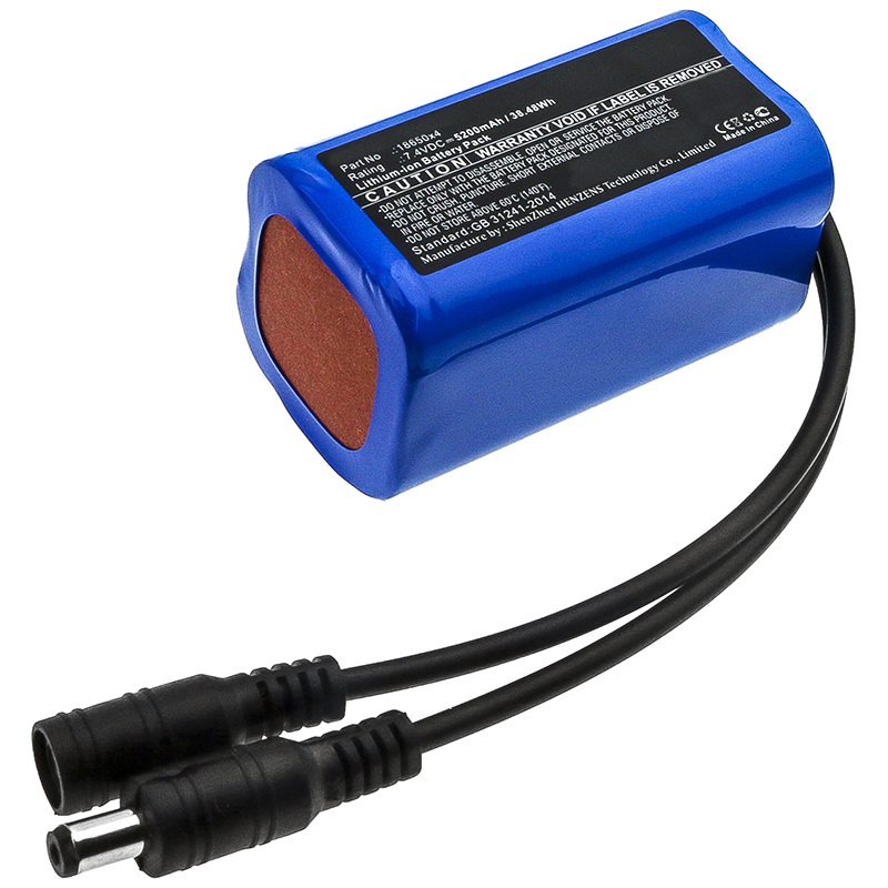 Synergy Digital Flashlight Battery, Compatible with 18650 18650x4 Flashlight Battery (7.4V, Li-ion, 5200mAh)