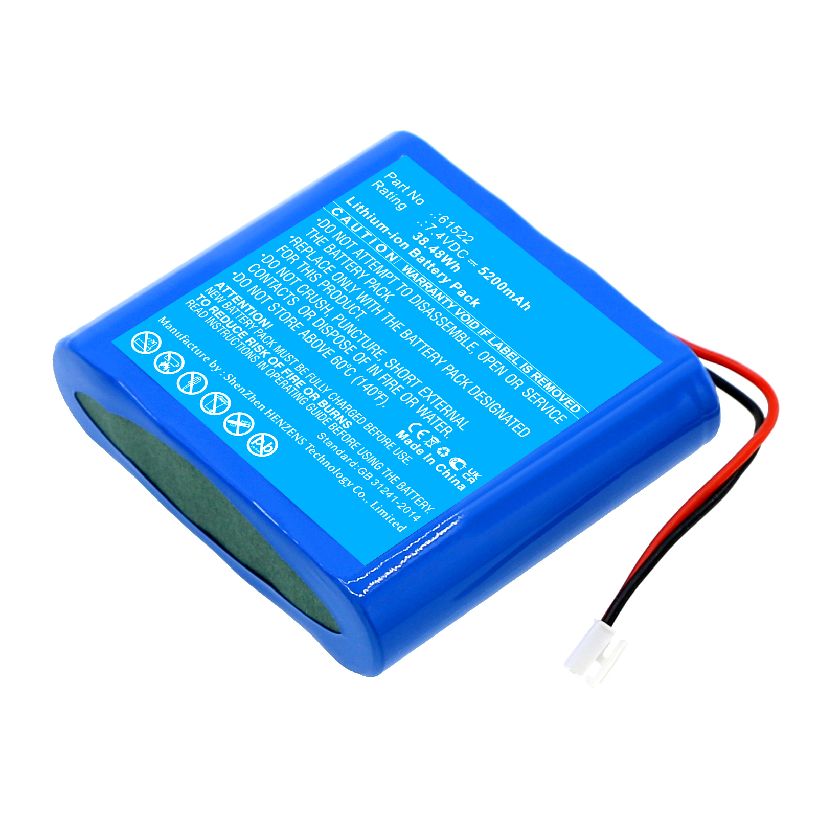 Synergy Digital Flashlight Battery, Compatible with Streamlight 61522 Flashlight Battery (Li-ion, 7.4V, 5200mAh)