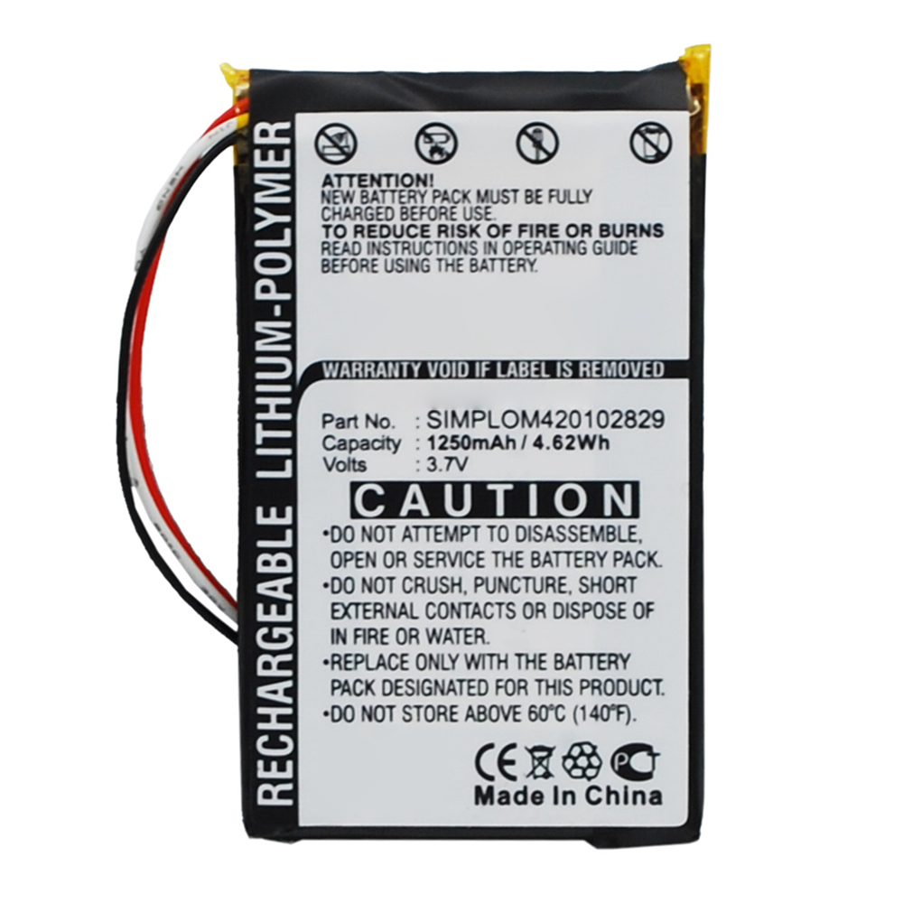 Synergy Digital GPS Battery, Compatible with TomTom SIMPLOM420102829 GPS Battery (Li-Pol, 3.7V, 1250mAh)