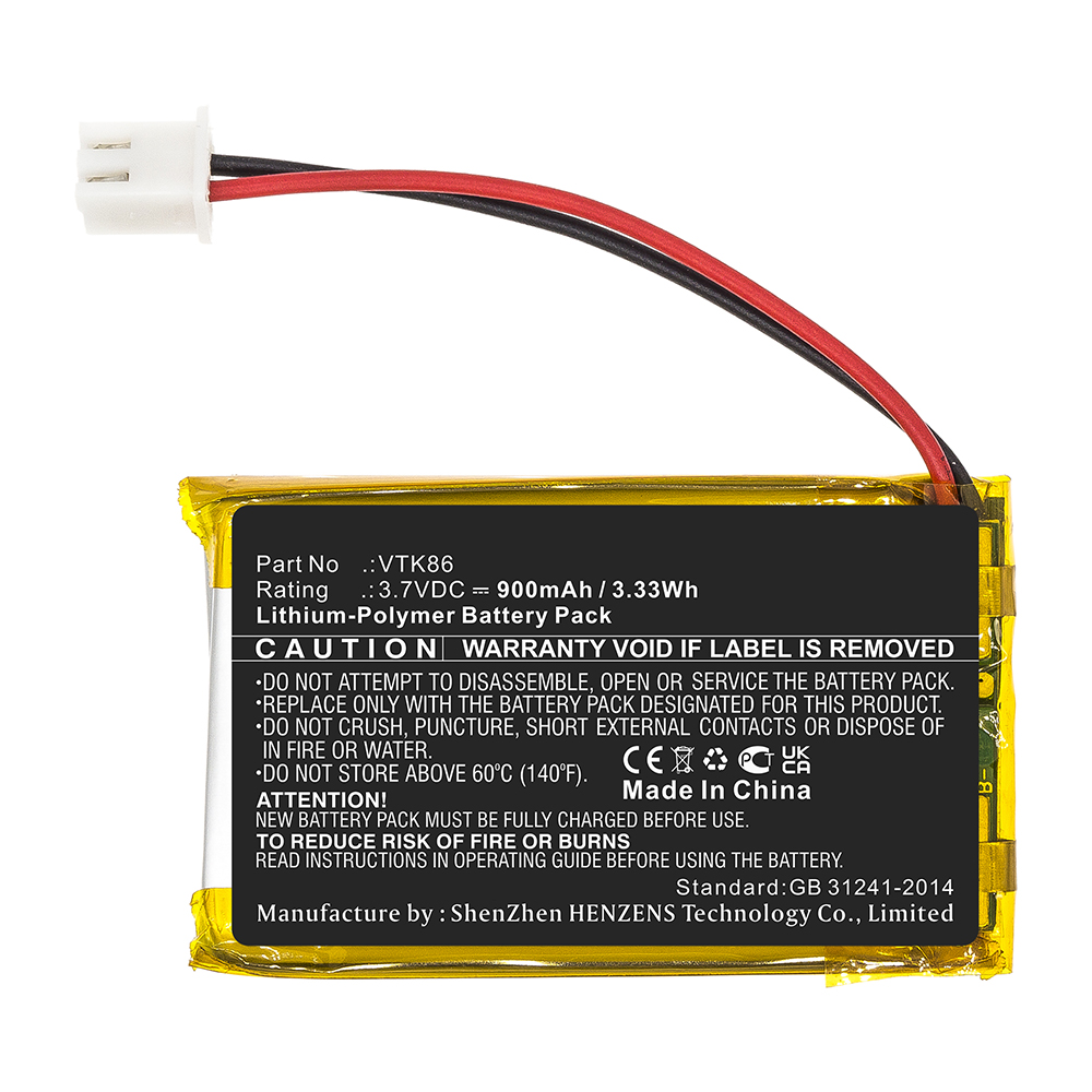 Synergy Digital GPS Battery, Compatible with Velocitek VTK86 GPS Battery (Li-Pol, 3.7V, 900mAh)