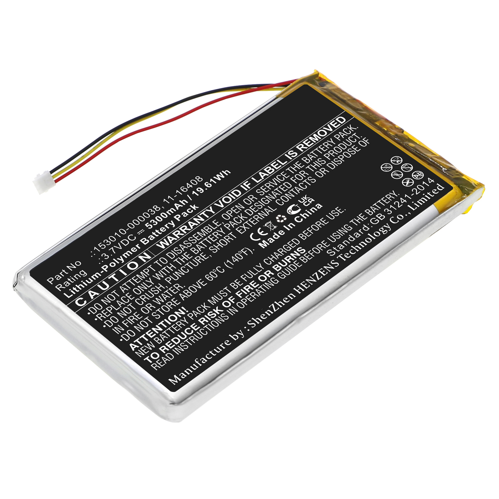 Synergy Digital GPS Battery, Compatible with Appareo 11-16408 GPS Battery (Li-Pol, 3.7V, 5300mAh)