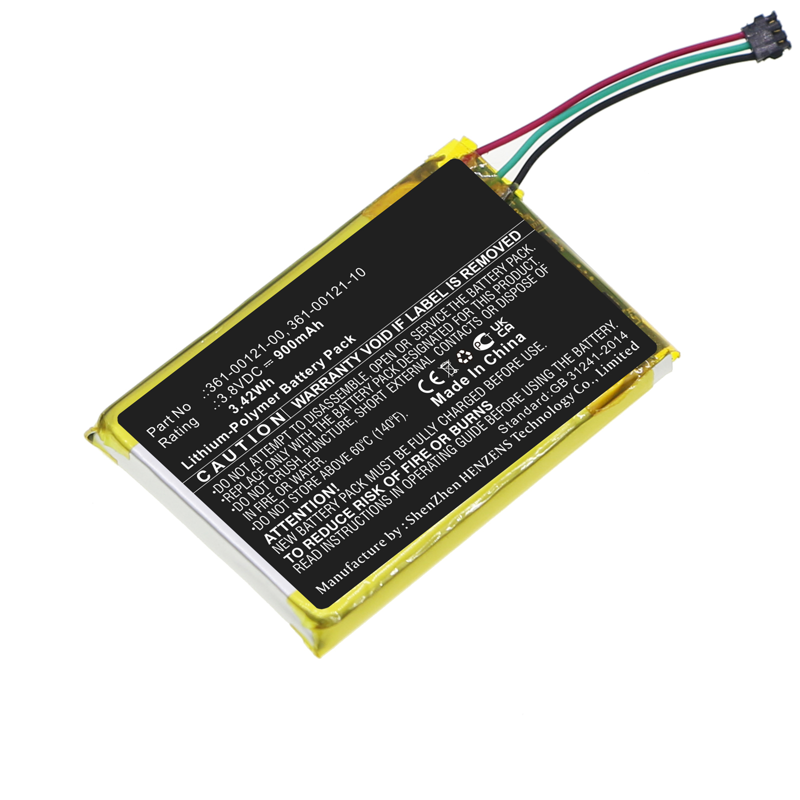 Synergy Digital GPS Battery, Compatible with Garmin 361-00121-00 GPS Battery (Li-Pol, 3.8V, 900mAh)