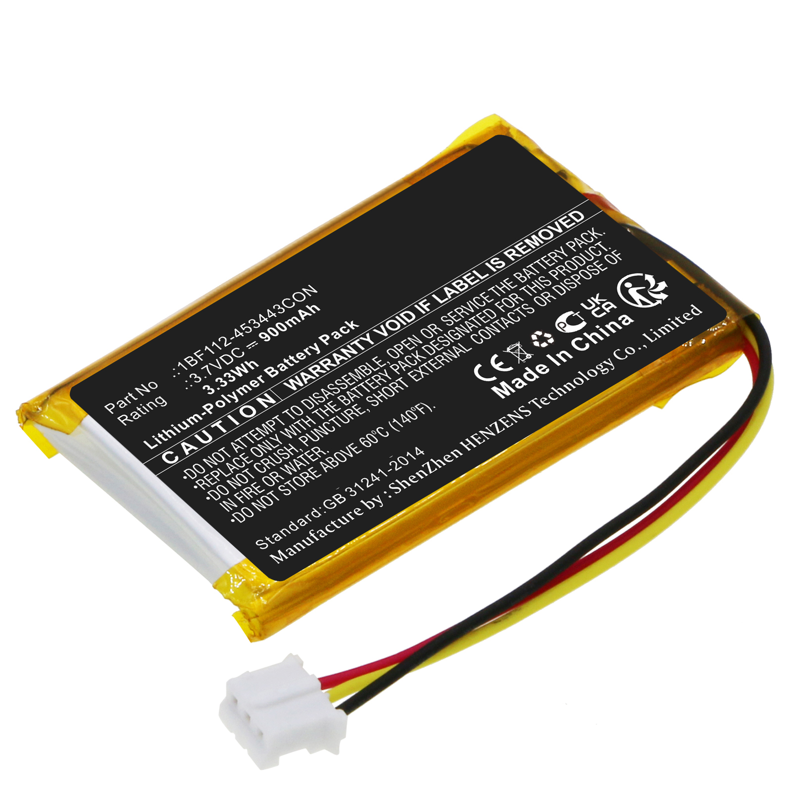 Synergy Digital GPS Battery, Compatible with CalAmp 1BF112-453443CON GPS Battery (Li-Pol, 3.7V, 900mAh)