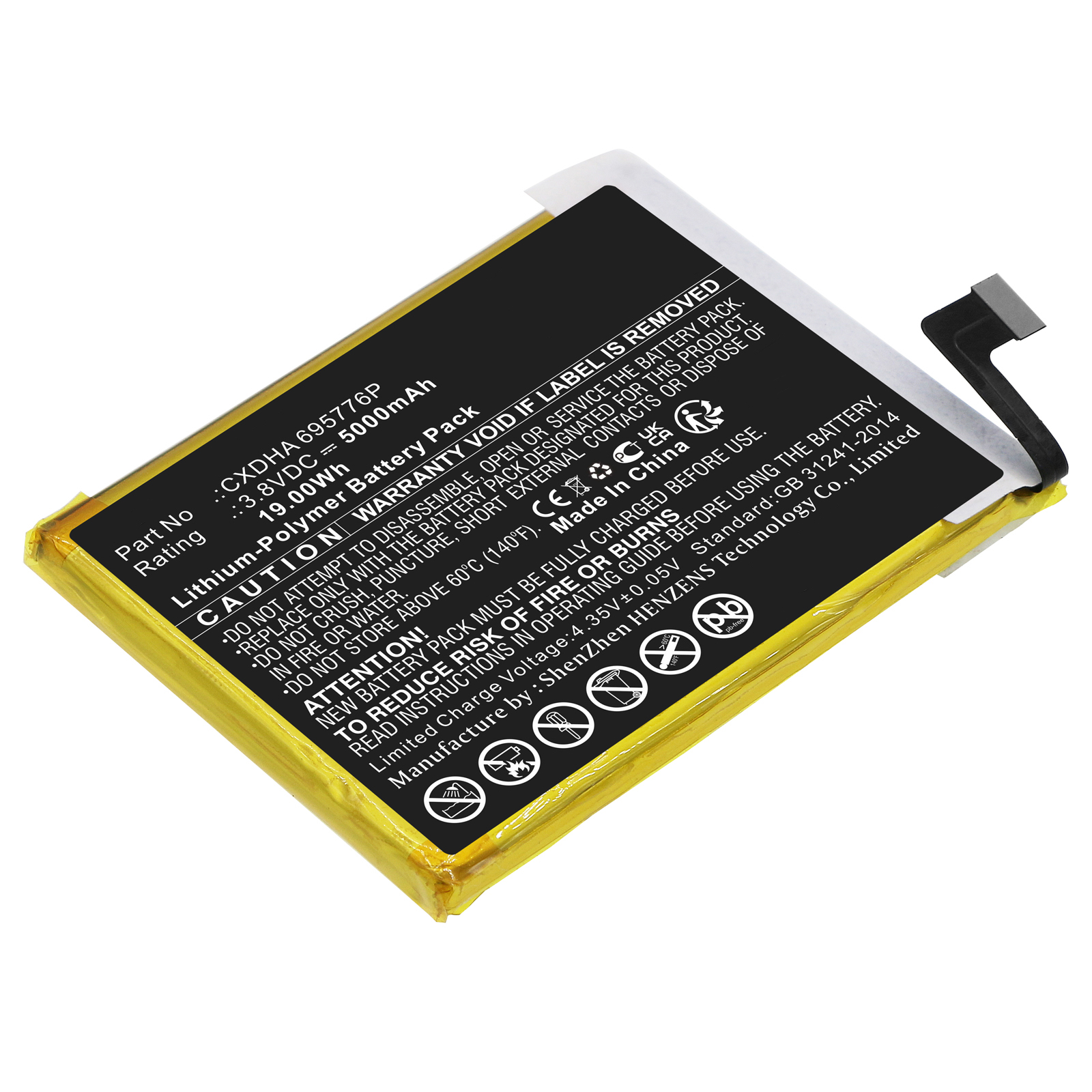 Synergy Digital GPS Battery, Compatible with SkyGolf CXDHA 695776P GPS Battery (Li-Pol, 3.8V, 5000mAh)