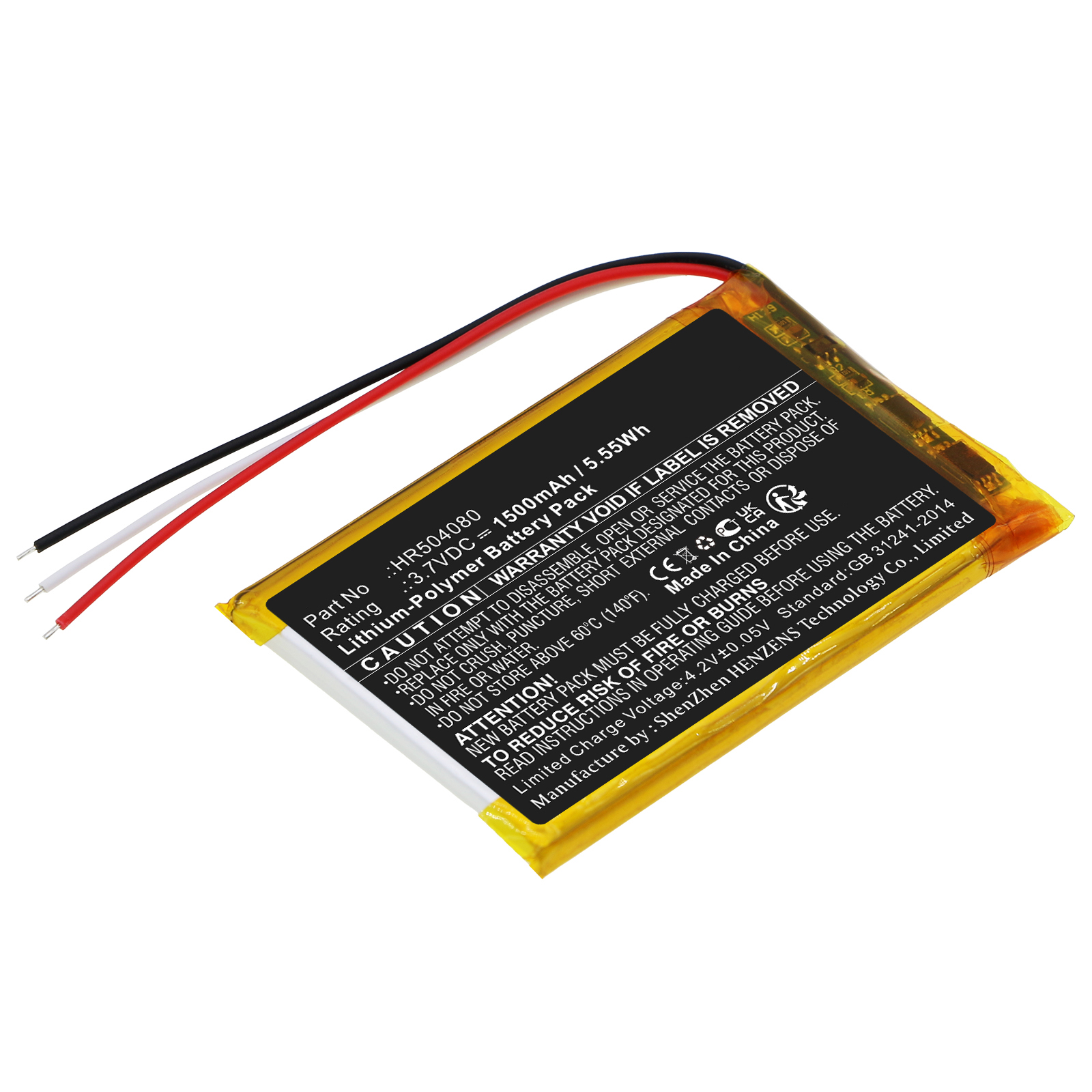 Synergy Digital GPS Battery, Compatible with SERIOUX HR504080 GPS Battery (Li-Pol, 3.7V, 1500mAh)