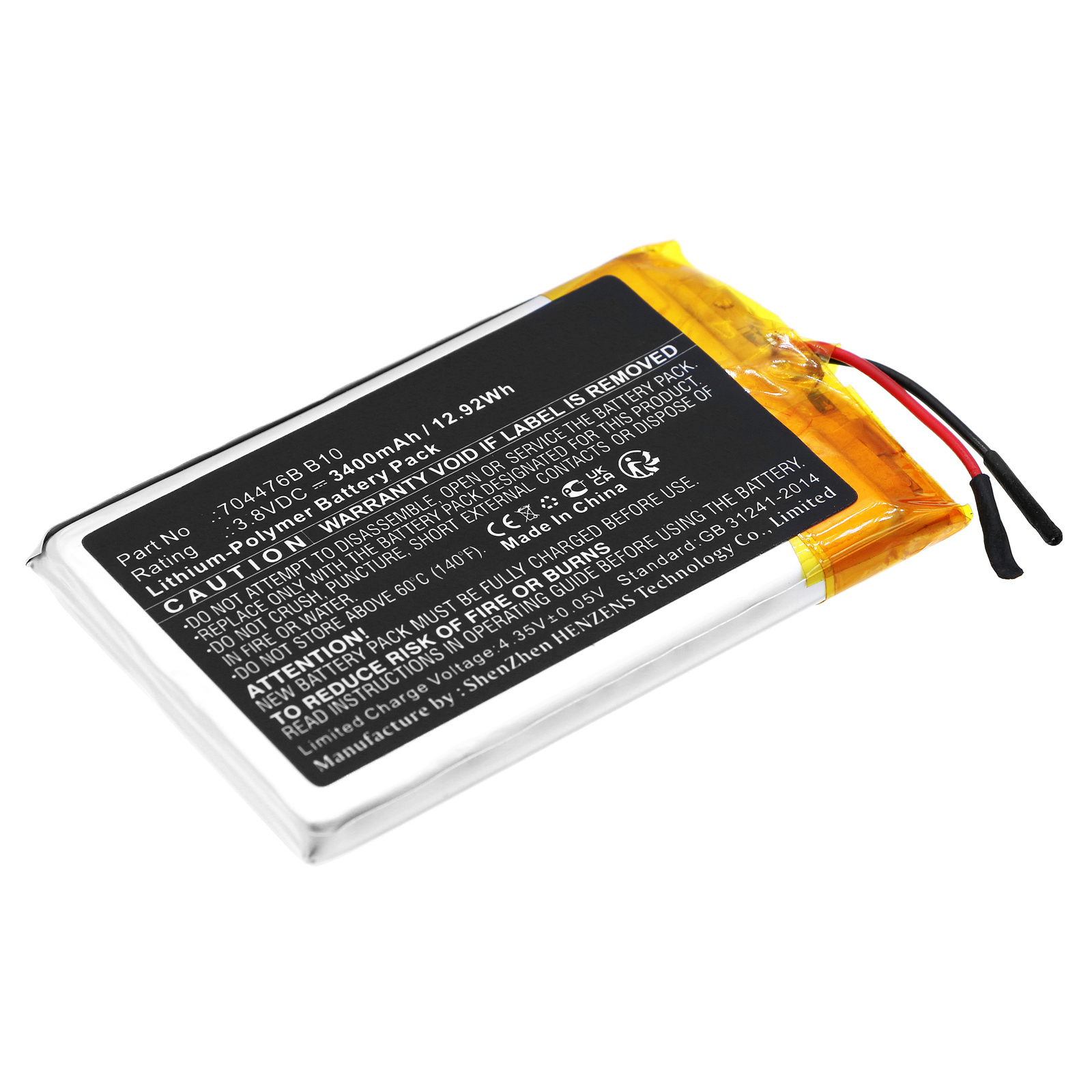 Synergy Digital GPS Battery, Compatible with SPOT 704476B B10 GPS Battery (Li-Pol, 3.8V, 3400mAh)