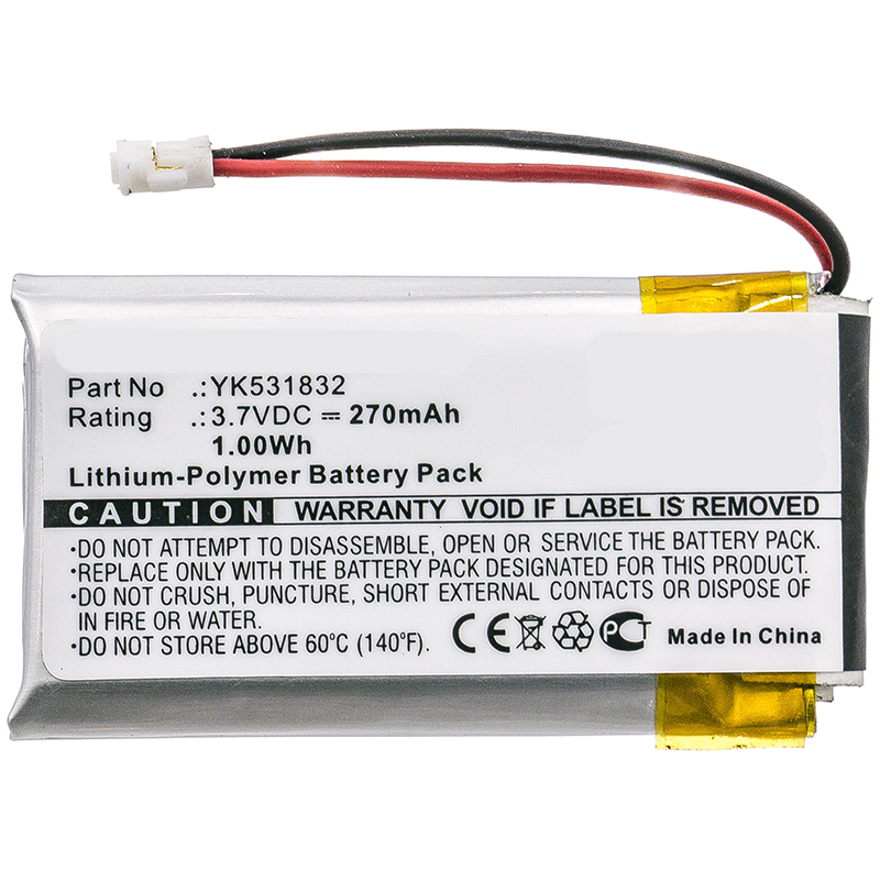 Synergy Digital GPS Battery, Compatible with Golf Buddy YK531832 GPS Battery (3.7V, Li-Pol, 270mAh)