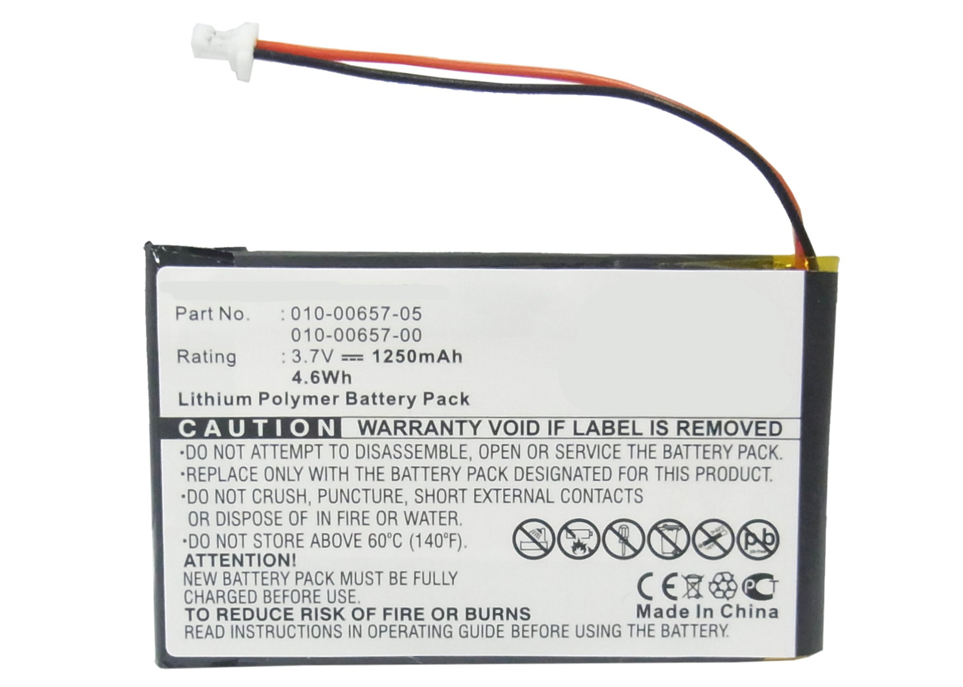 Synergy Digital GPS Battery, Compatible with Garmin 010-00657-00, 010-00657-05, 010-00657-10 GPS Battery (3.7V, Li-Pol, 1250mAh)