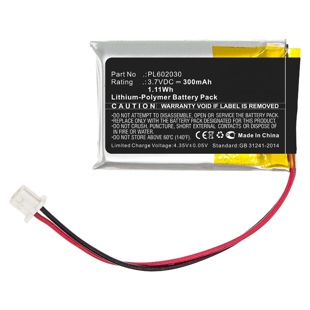 Synergy Digital Wireless Headset Battery, Compatible with BlueParrott PL602030 Wireless Headset Battery (Li-Pol, 3.7V, 300mAh)