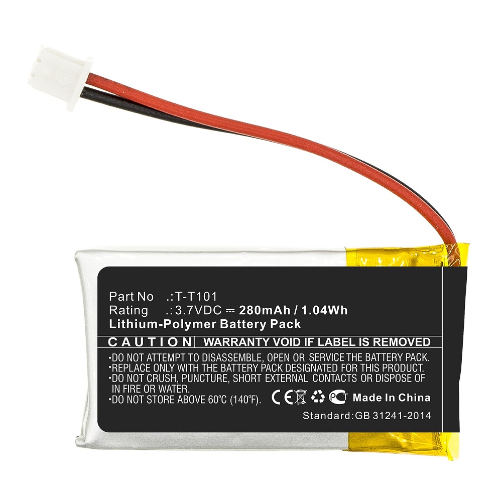 Synergy Digital Wireless Headset Battery, Compatible with RCA T-T101 Wireless Headset Battery (Li-Pol, 3.7V, 280mAh)