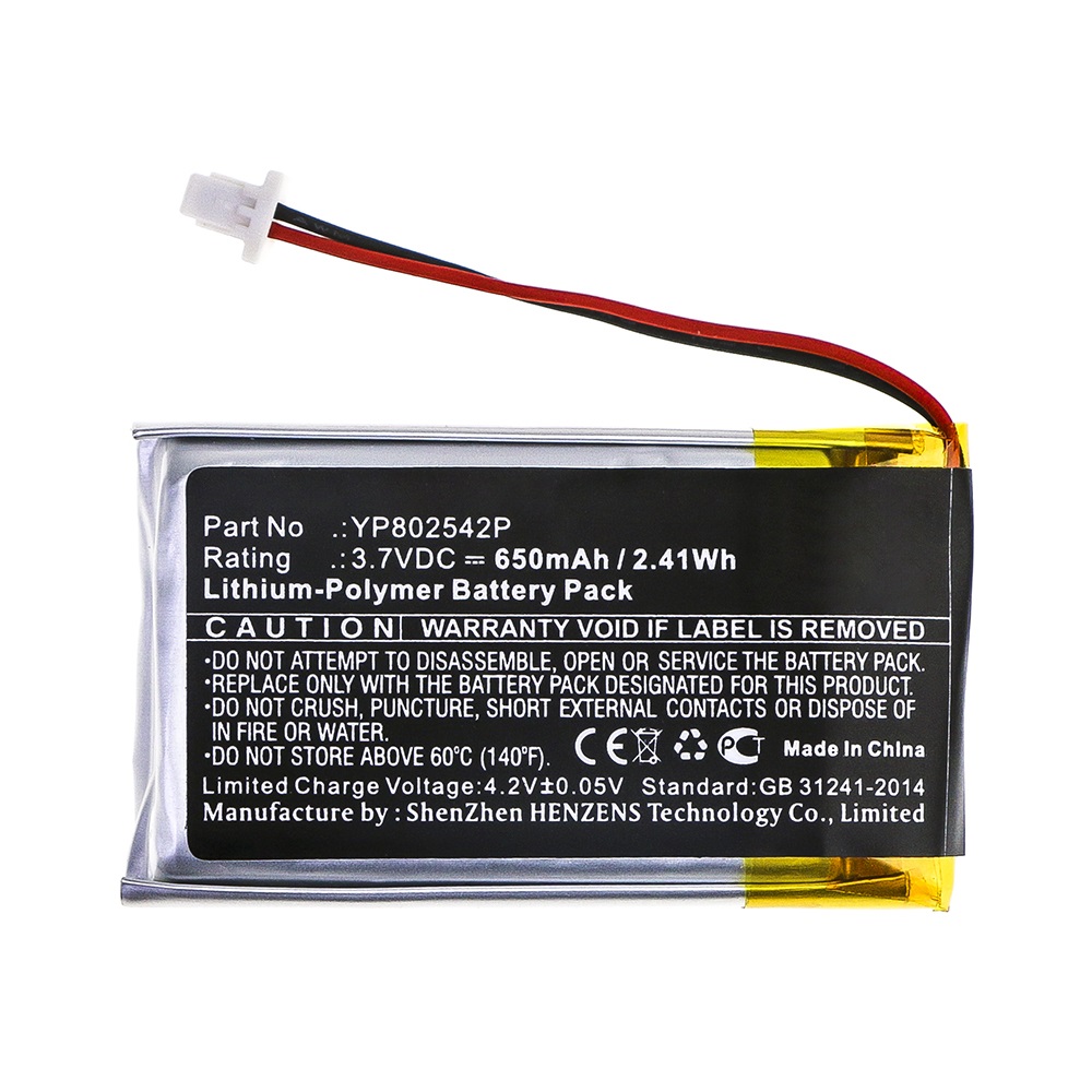Synergy Digital Wireless Headset Battery, Compatible with Sena YP802542P Wireless Headset Battery (Li-Pol, 3.7V, 650mAh)
