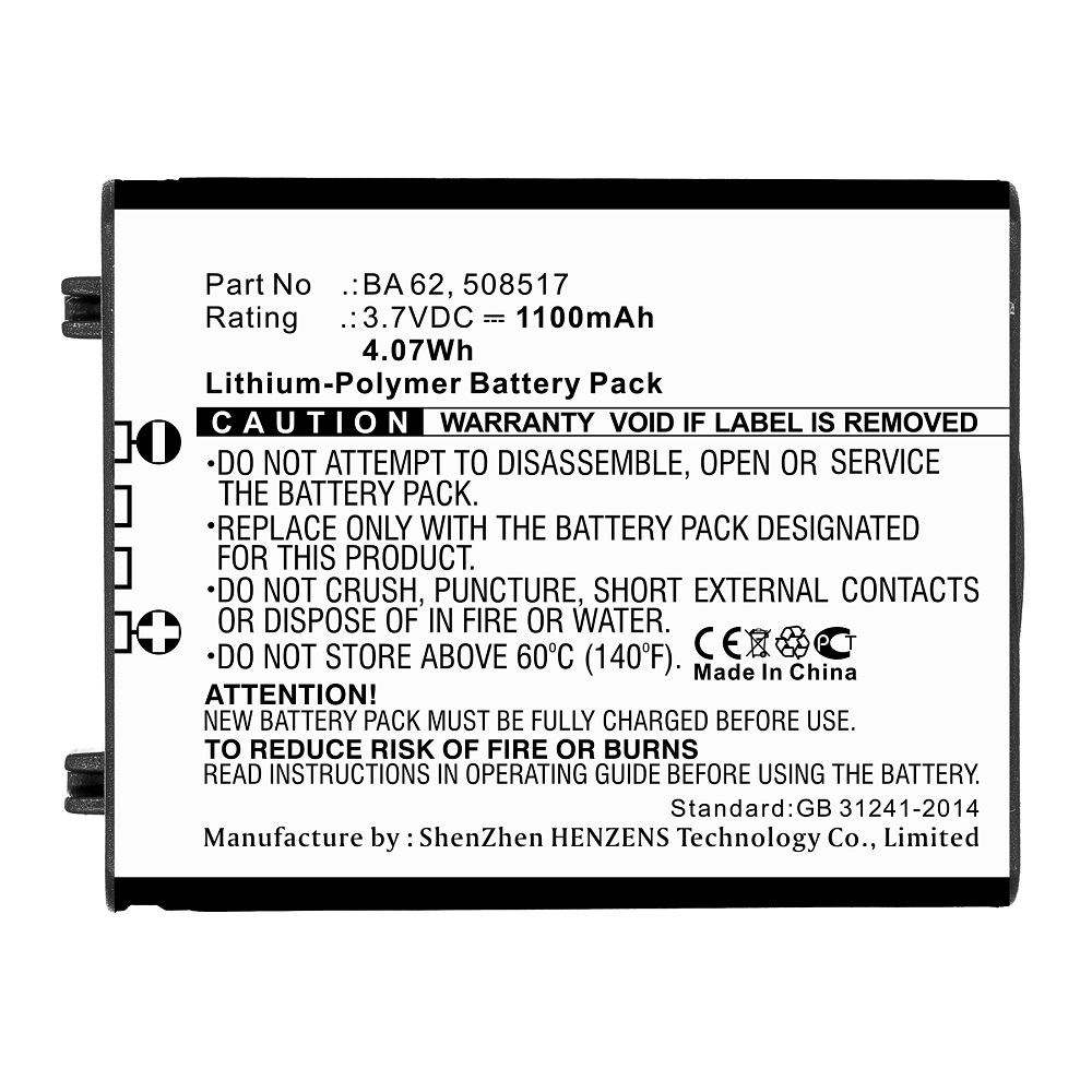 Synergy Digital Wireless Headset Battery, Compatible with Sennheiser BA 62 Wireless Headset Battery (Li-Pol, 3.7V, 1100mAh)