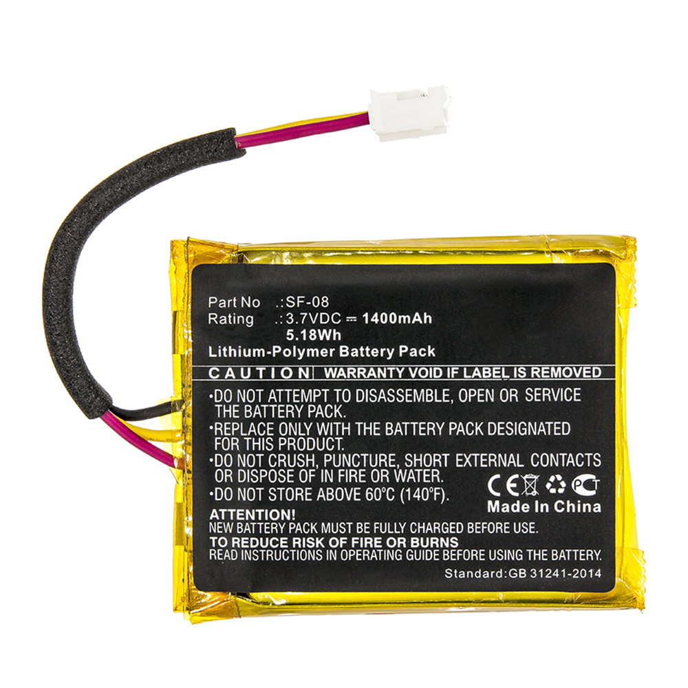 Synergy Digital Wireless Headset Battery, Compatible with Sony SF-08 Wireless Headset Battery (Li-Pol, 3.7V, 1400mAh)