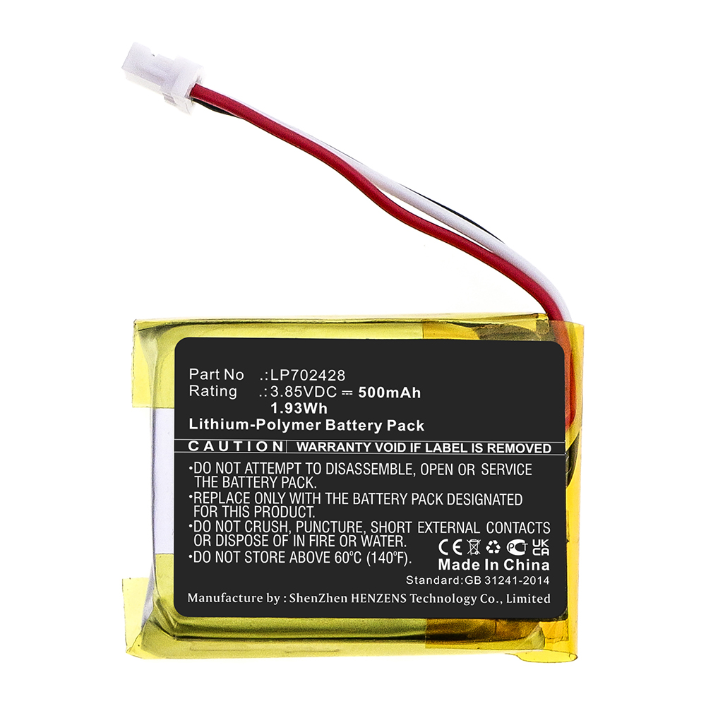 Synergy Digital Wireless Headset Battery, Compatible with Sony LP702428 Wireless Headset Battery (Li-Pol, 3.85V, 500mAh)