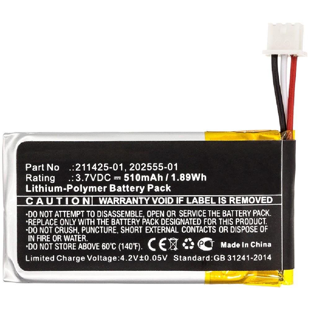 Synergy Digital Wireless Headset Battery, Compatible with 202555-01 Wireless Headset Battery (3.7V, Li-Pol, 510mAh)