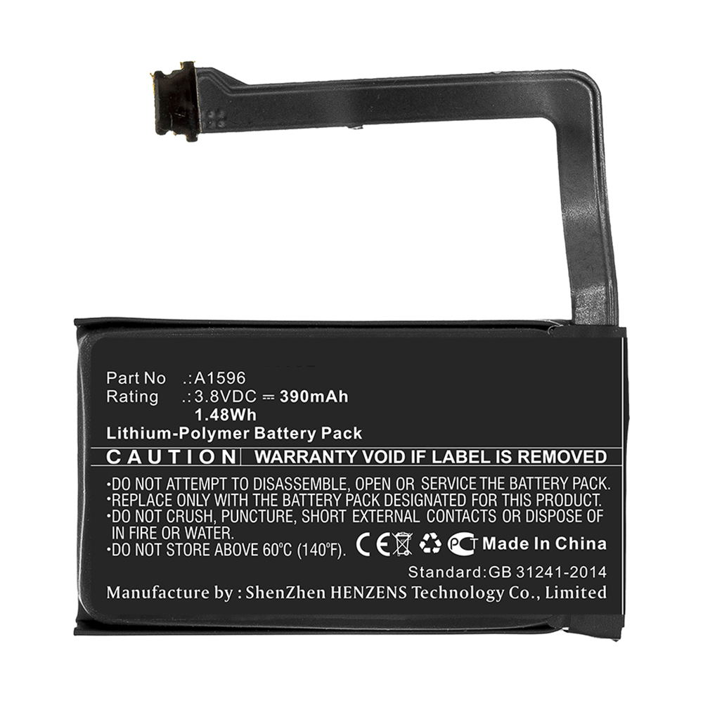 Synergy Digital Wireless Headset Battery, Compatible with Apple A1596 Wireless Headset Battery (Li-Pol, 3.8V, 390mAh)