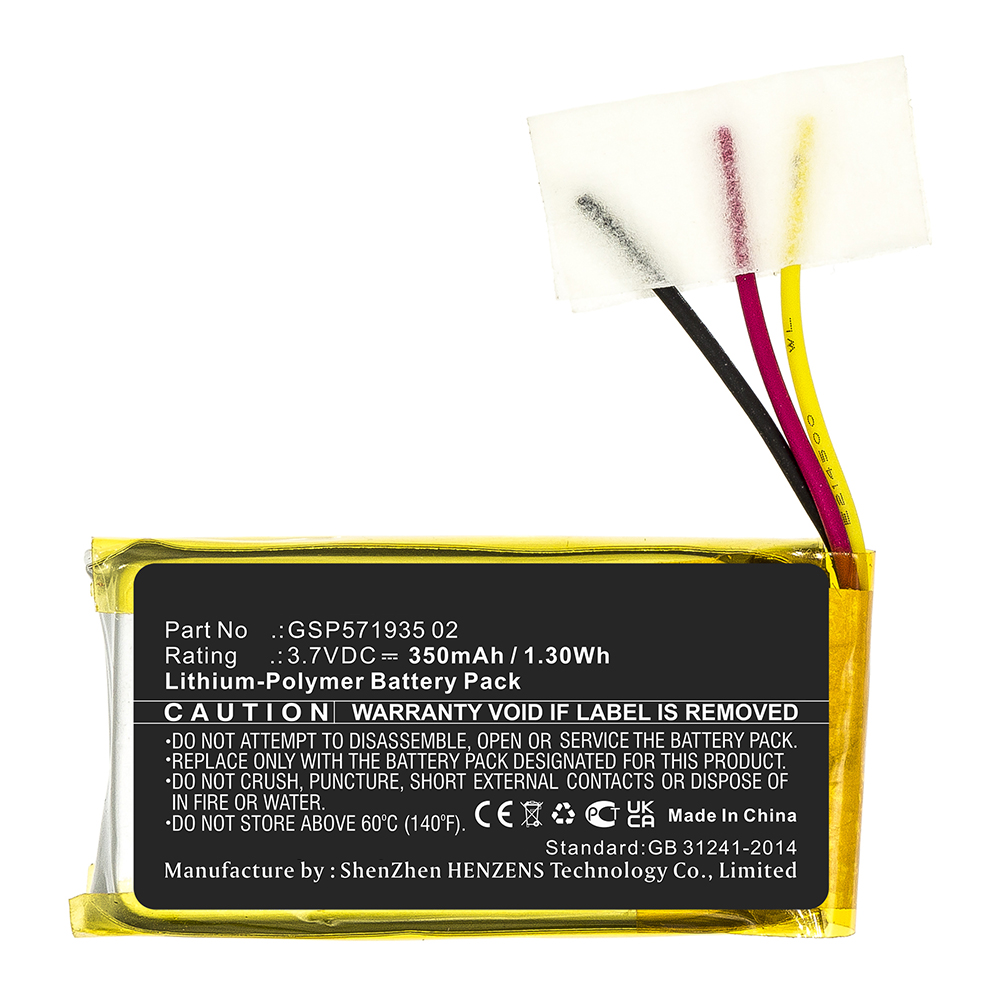 Synergy Digital Wireless Headset Battery, Compatible with JBL GSP571935 02 Wireless Headset Battery (Li-Pol, 3.7V, 350mAh)