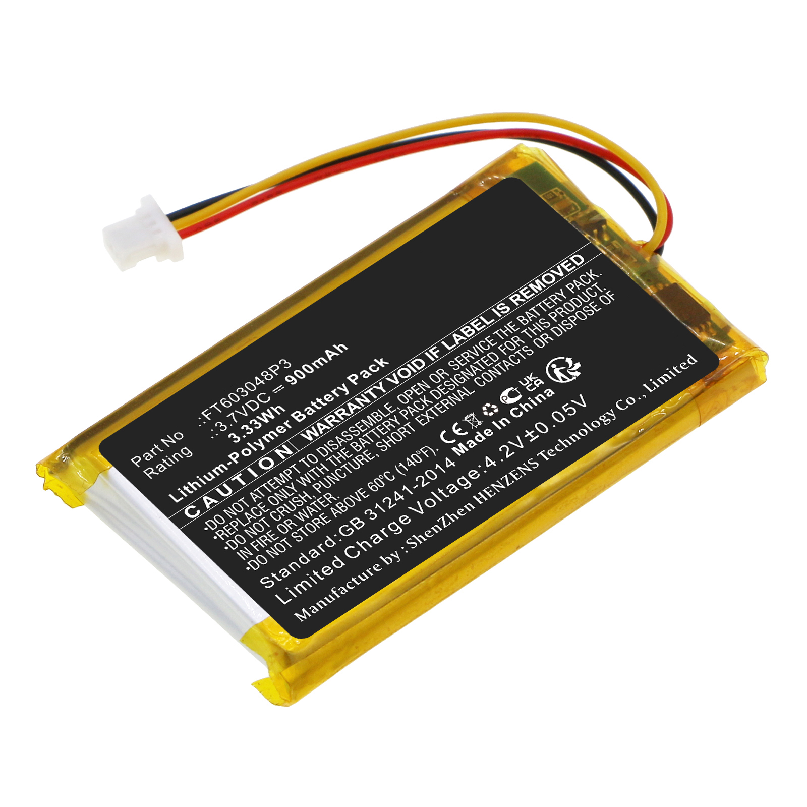 Synergy Digital Wireless Headset Battery, Compatible with Turtle FT603048P3 Wireless Headset Battery (Li-Pol, 3.7V, 900mAh)