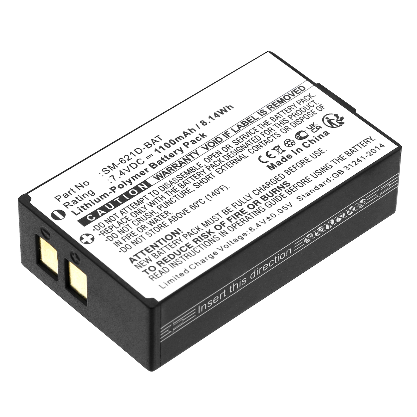 Synergy Digital Wireless Headset Battery, Compatible with Simolio SM-621D-BAT Wireless Headset Battery (Li-Pol, 7.4V, 1100mAh)