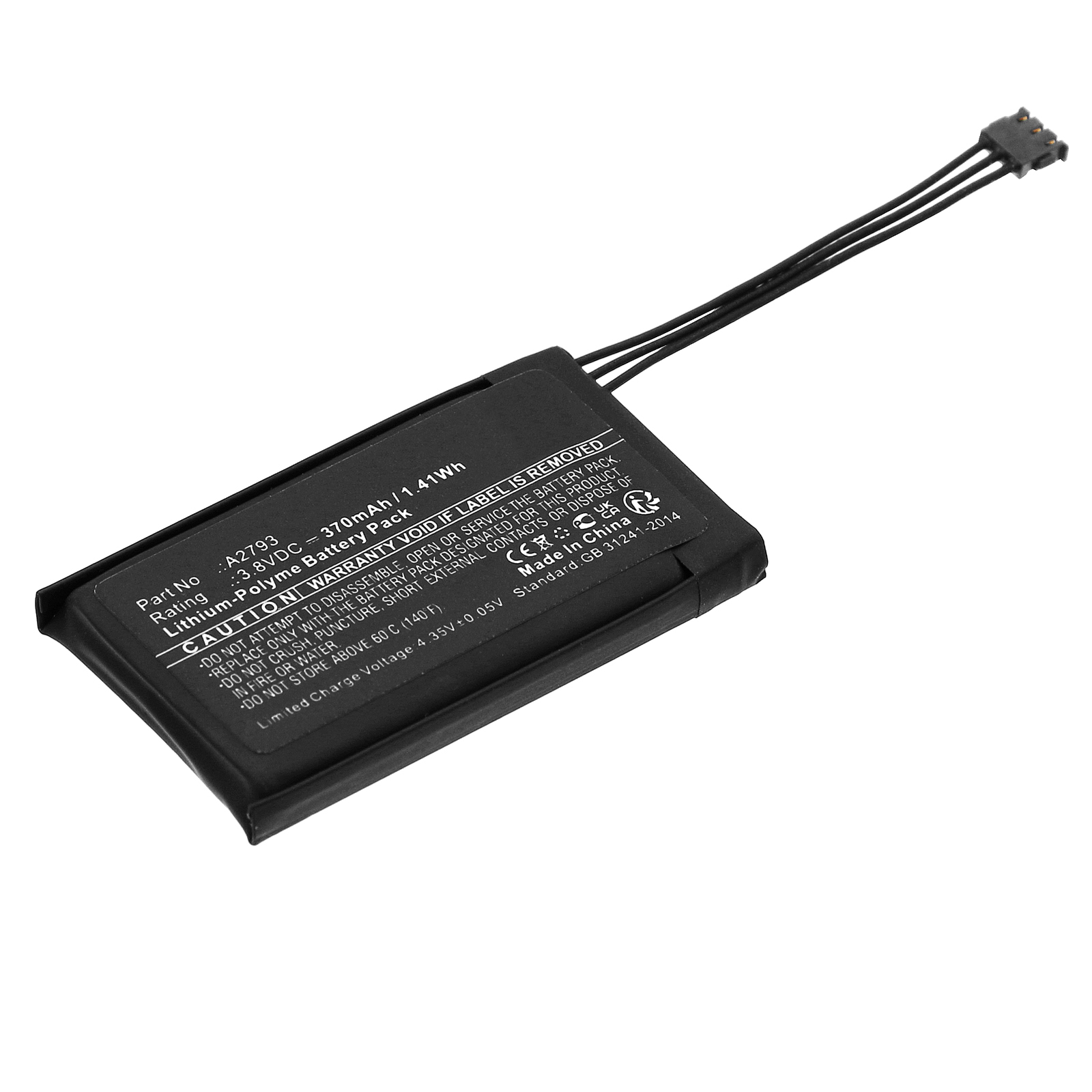 Synergy Digital Wireless Headset Battery, Compatible with Apple A2793 Wireless Headset Battery (Li-Pol, 3.8V, 370mAh)