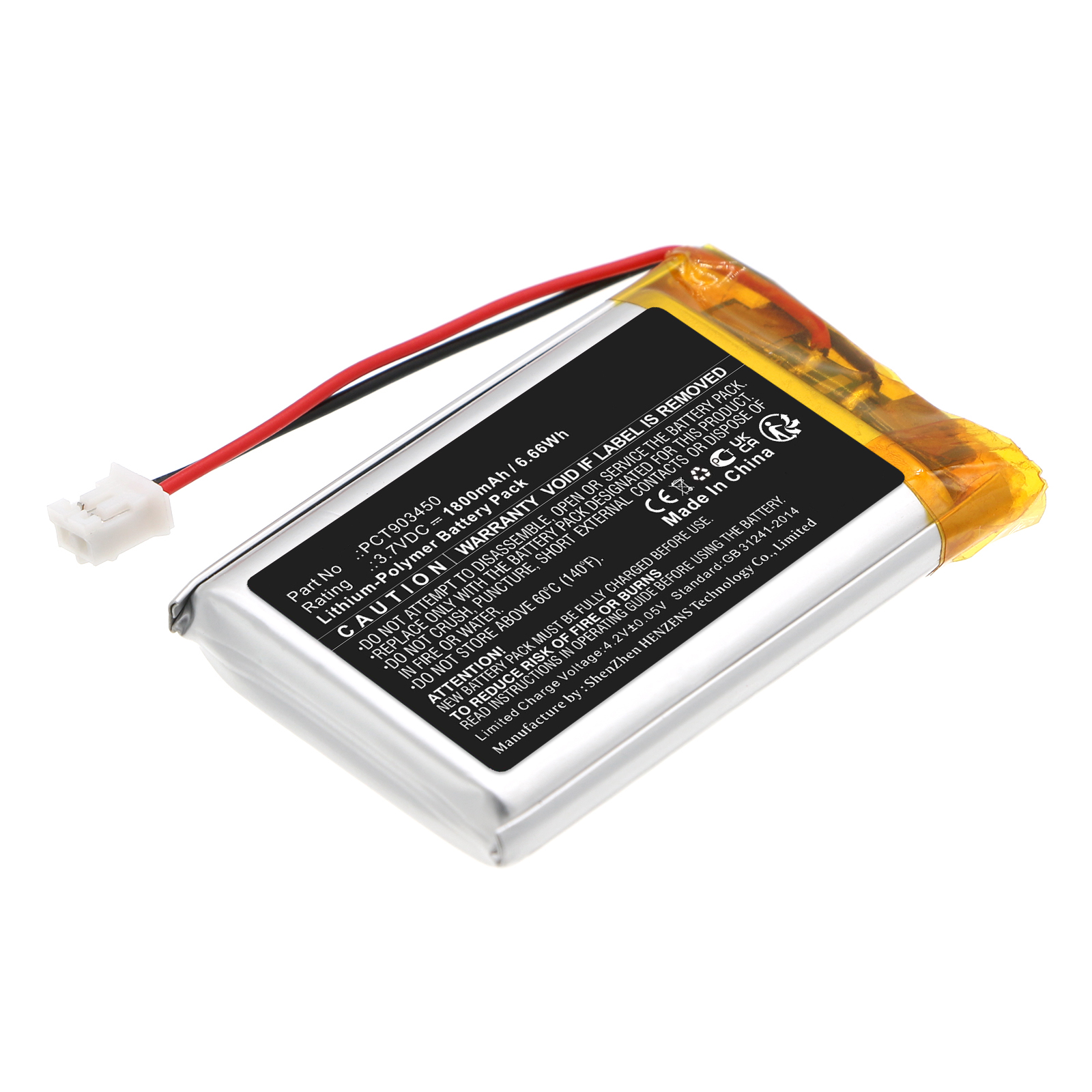 Synergy Digital Wireless Headset Battery, Compatible with Coinsound PCT903450 Wireless Headset Battery (Li-Pol, 3.7V, 1800mAh)