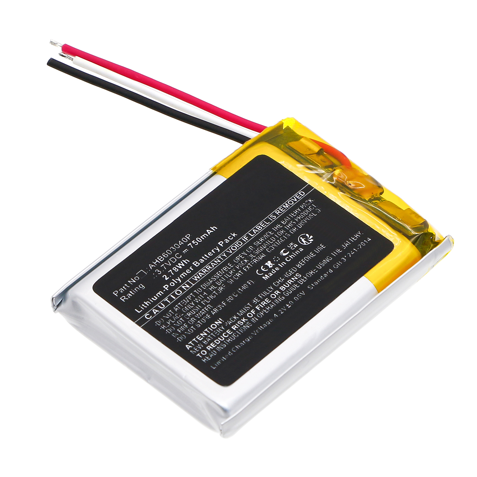 Synergy Digital Wireless Headset Battery, Compatible with KEF AHB603040P Wireless Headset Battery (Li-Pol, 3.7V, 750mAh)