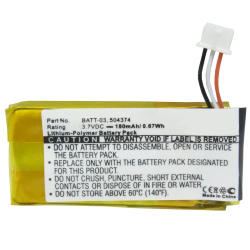Synergy Digital Wireless Headset Battery, Compatible with Sennheiser 504374 Wireless Headset Battery (Li-Pol, 3.7V, 180mAh)