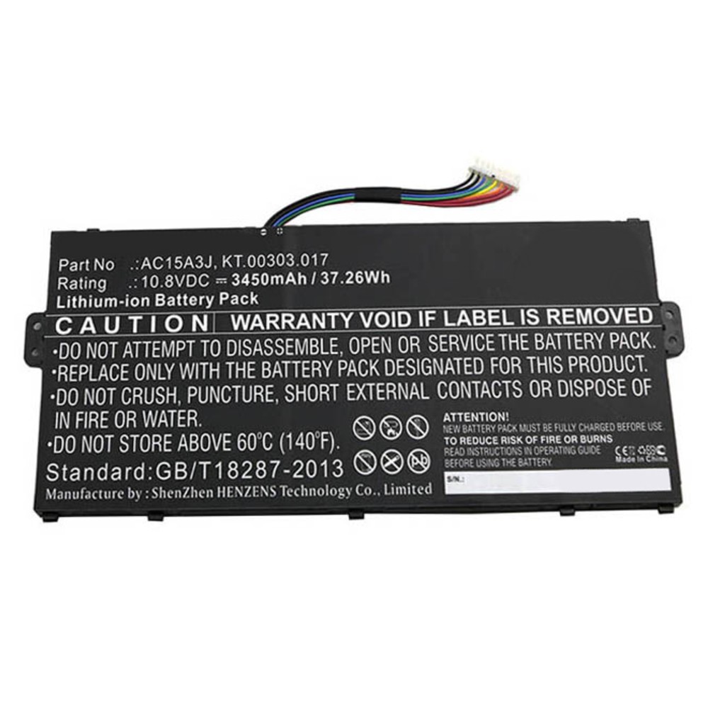 Synergy Digital Laptop Battery, Compatible with Acer 3INP5/60/80, AC15A3J, AC15A3J(3ICP5/57/80), AC15A3J(3INP5/60/80), AC15A8J, KT.00303.016, KT.00303.017, KT.00305.004, KT00303016, KT00303017, KT00305004 Laptop Battery (Li-ion, 10.8V, 3450mAh)