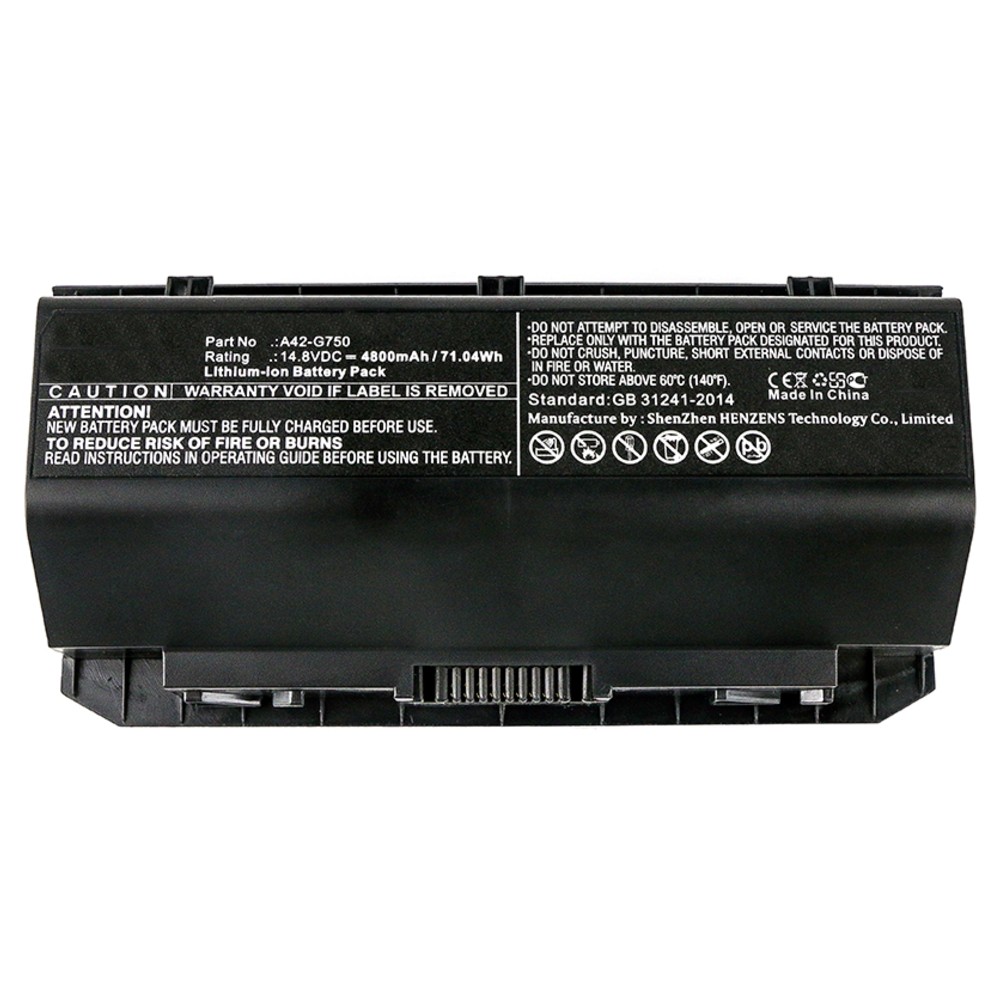 Synergy Digital Laptop Battery, Compatible with Asus A42-G750 Laptop Battery (Li-ion, 14.8V, 4800mAh)