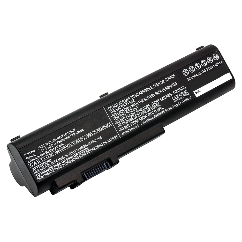 Synergy Digital Laptop Battery, Compatible with Asus 90-NQY1B1000Y, 90-NQY1B2000Y, A32-N50, A33-N50 Laptop Battery (Li-ion, 11.1V, 7200mAh)