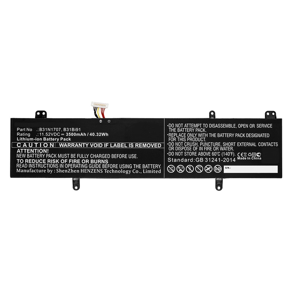 Synergy Digital Laptop Battery, Compatible with Asus 0B200-02710000, 0B200-02710100M, B31Bi91, B31N1707 Laptop Battery (Li-ion, 11.52V, 3500mAh)