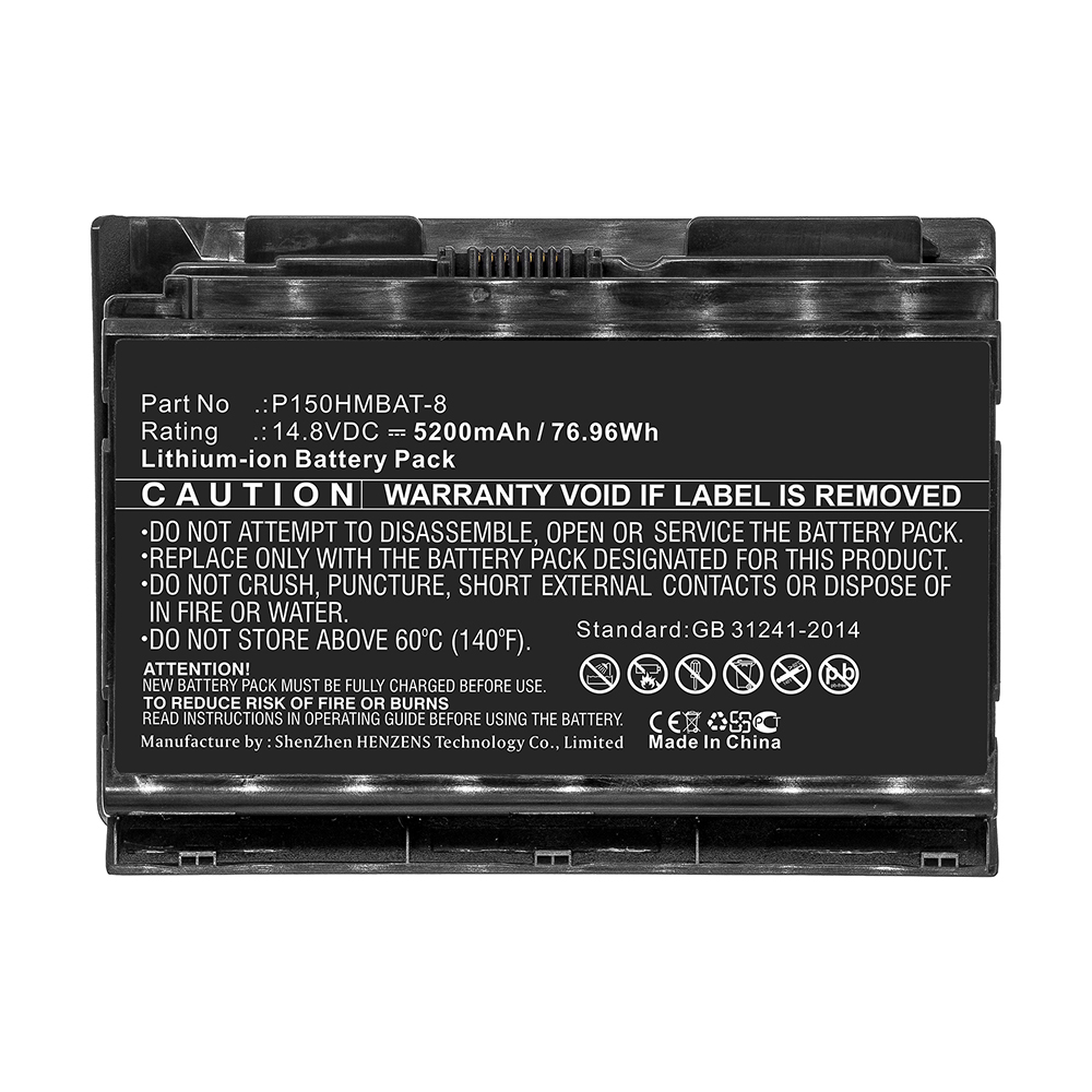 Synergy Digital Laptop Battery, Compatible with Clevo 6-87-X510S-4D7, 6-87-X510S-4D73, 6-87-X510S-4J7, 6-87-X710S-4271, 6-87-X710S-4272, 6-87-X710S-4J7, 6-87-X710S-4J72, P150HMBAT-8 Laptop Battery (Li-ion, 14.8V, 5200mAh)