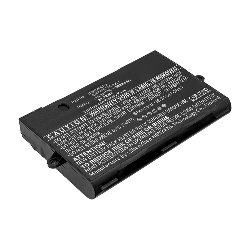 Synergy Digital Laptop Battery, Compatible with Clevo 6-87-P870S-4271, 6-87-P870S-4272, 6-87-P870S-4273, 6-87-P870S-4273A, P870BAT-8 Laptop Battery (Li-ion, 15.12V, 5800mAh)