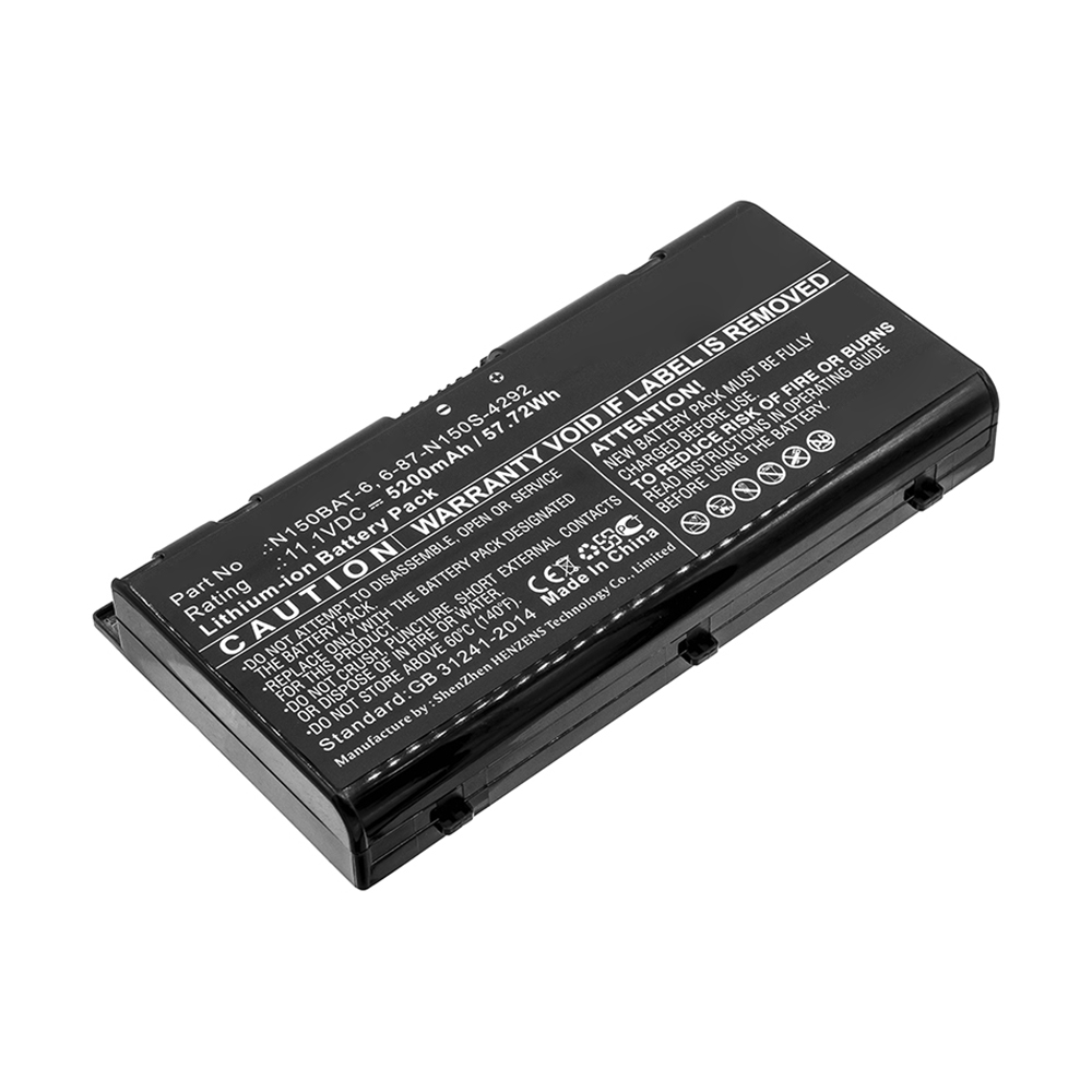 Synergy Digital Laptop Battery, Compatible with Clevo 6-87-N150S-4292, N150BAT-6 Laptop Battery (Li-ion, 11.1V, 5200mAh)
