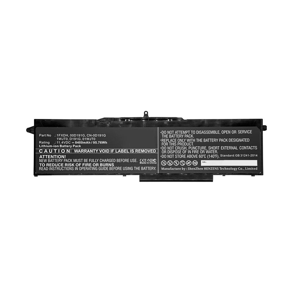 Synergy Digital Laptop Battery, Compatible with DELL 01WJT0, 0D191G, 1FXDH, 1WJT0, CN-0D191G, D191G Laptop Battery (Li-ion, 11.4V, 8400mAh)