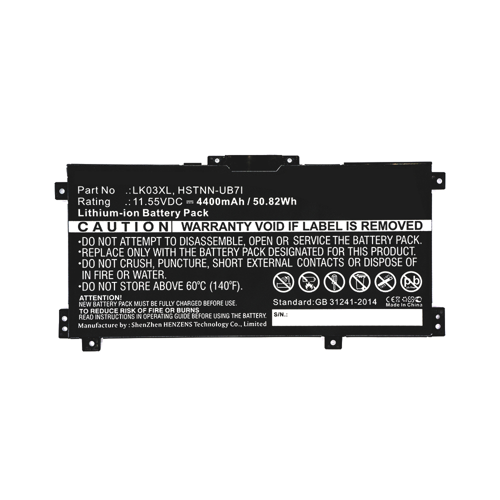 Synergy Digital Laptop Battery, Compatible with HP 916368-421, 916368-541, 916814-855, HSTNN-LB7U Laptop Battery (11.55V, Li-ion, 4400mAh)