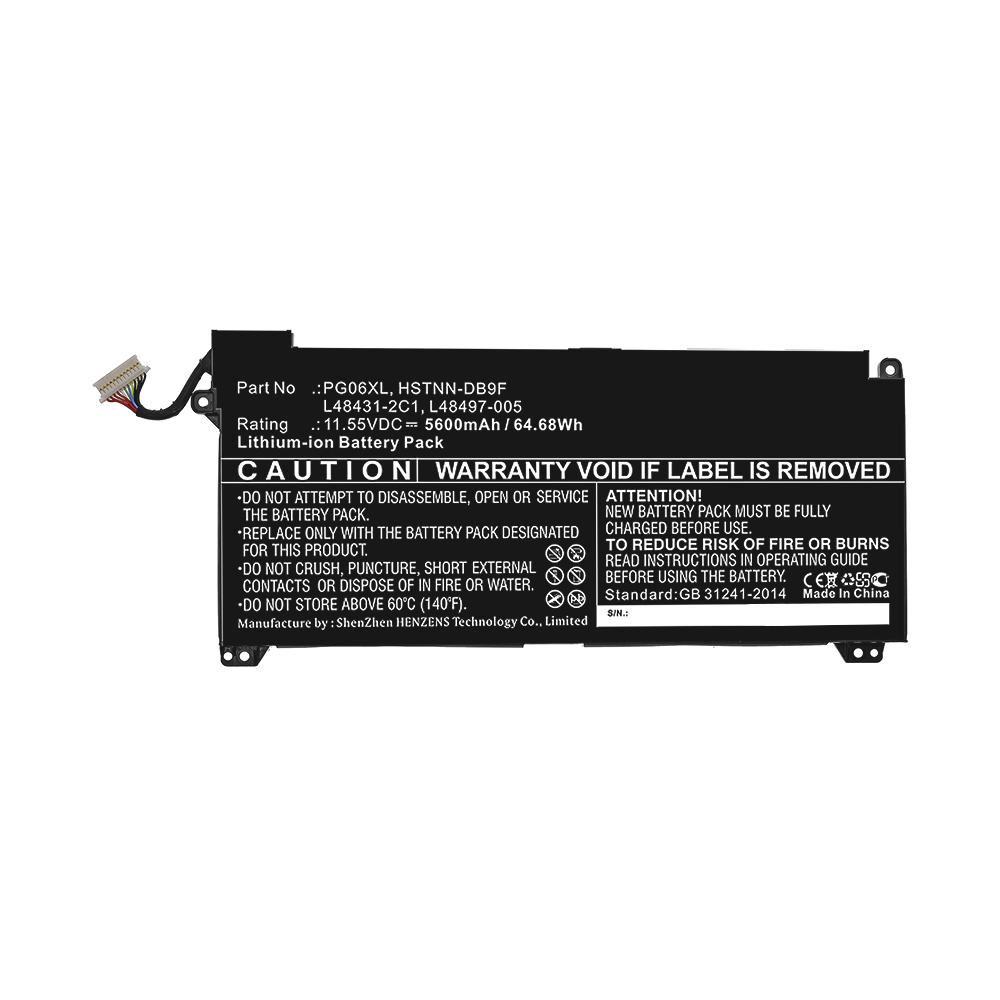 Synergy Digital Laptop Battery, Compatible with HP HSTNN-DB9F, L48431-2C1, L48497-005, PG06XL Laptop Battery (11.55V, Li-ion, 5600mAh)