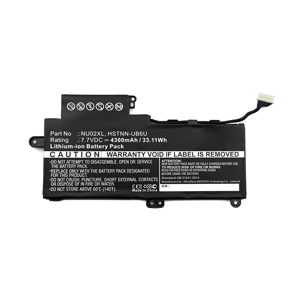 Synergy Digital Laptop Battery, Compatible with HP 843535-541, 844200-850, HSTNN-UB6U, NU02XL Laptop Battery (7.7V, Li-ion, 4300mAh)