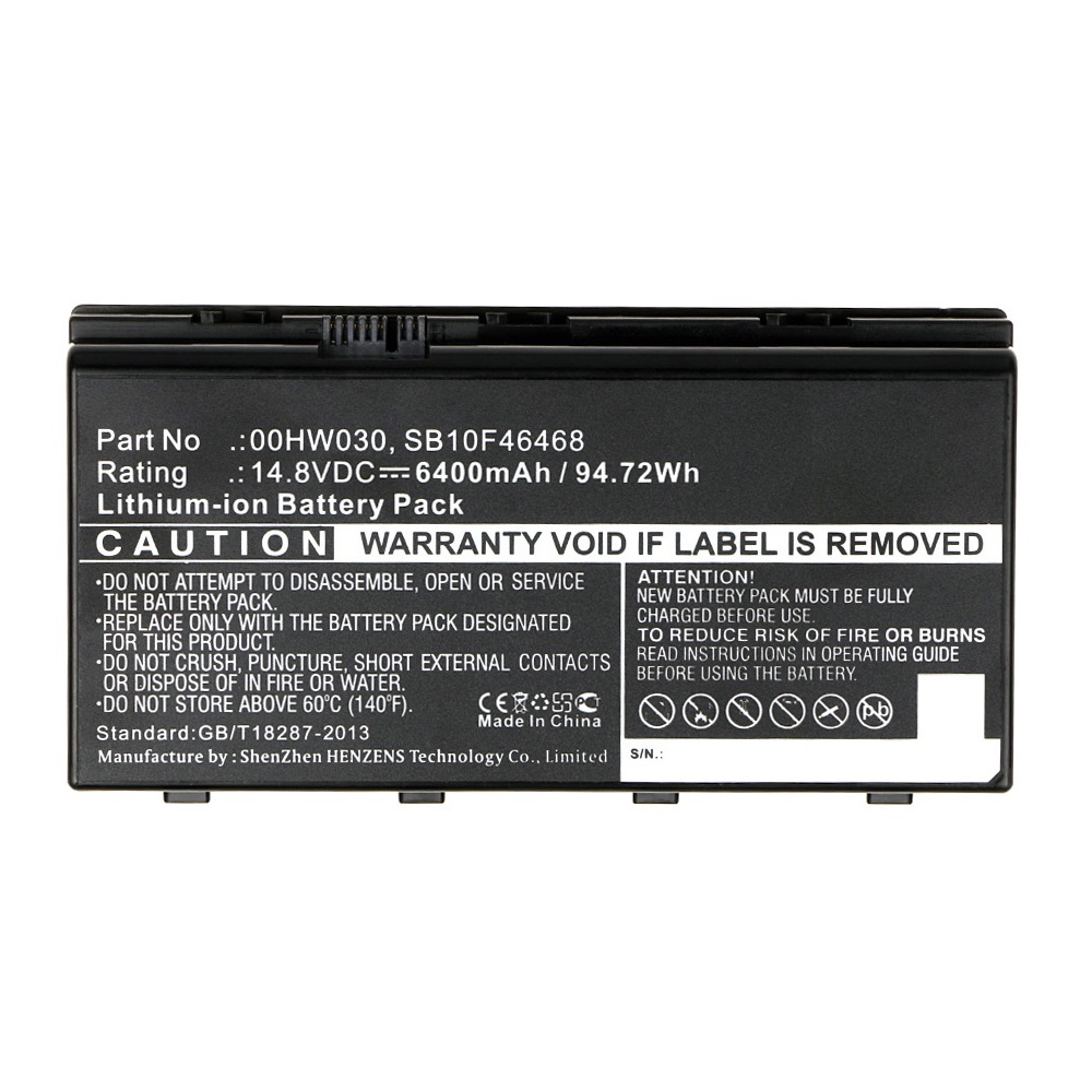 Synergy Digital Laptop Battery, Compatible with Lenovo SB10F46468 Laptop Battery (Li-ion, 14.8V, 6400mAh)