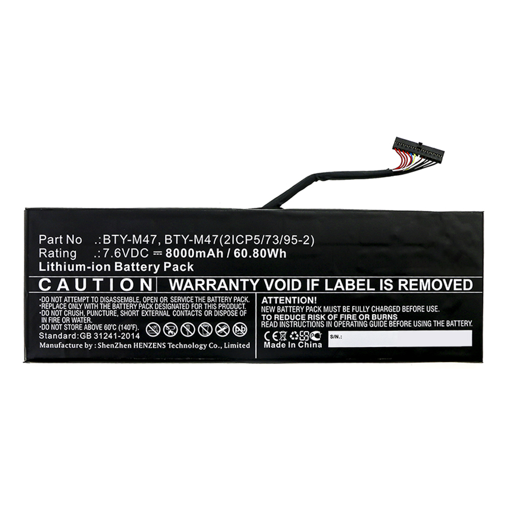 Synergy Digital Laptop Battery, Compatible with BTY-M47 Laptop Battery (7.6V, Li-ion, 8000mAh)
