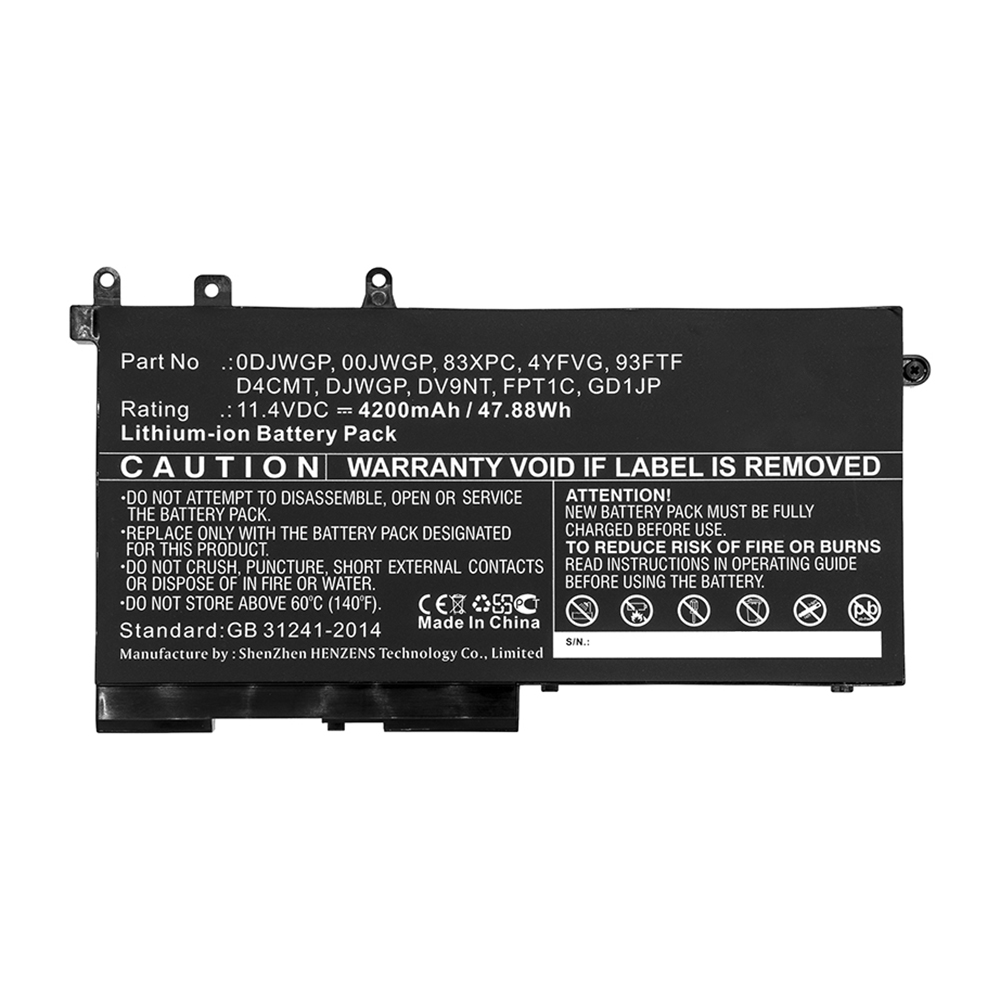 Synergy Digital Laptop Battery, Compatible with DELL D4CMT Laptop Battery (Li-ion, 11.4V, 4200mAh)