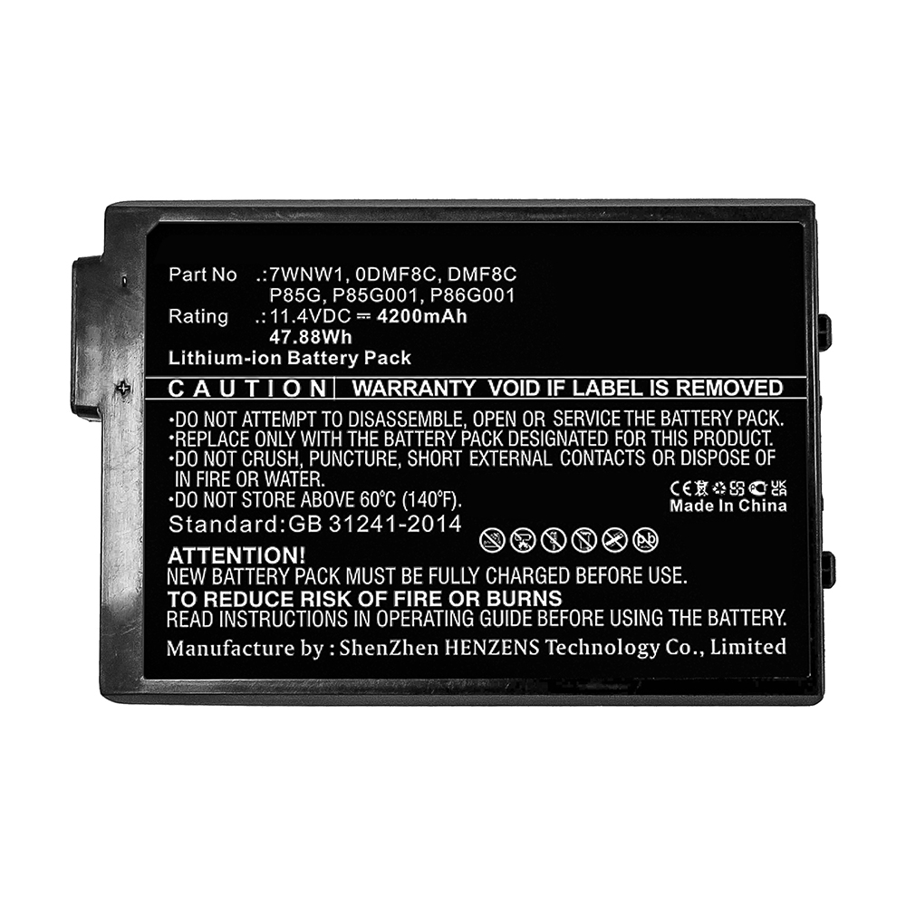 Synergy Digital Laptop Battery, Compatible with DELL DMF8C Laptop Battery (Li-ion, 11.4V, 4200mAh)