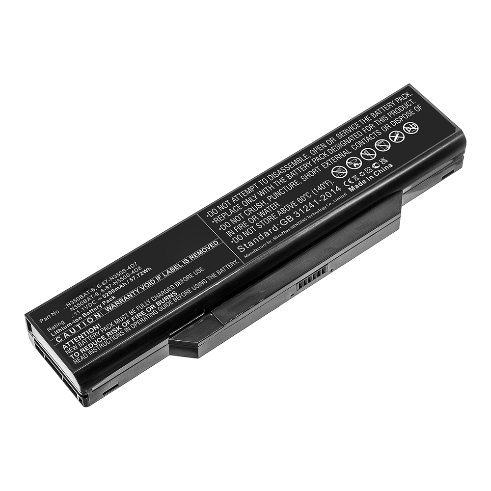 Synergy Digital Laptop Battery, Compatible with Clevo N350BAT-6 Laptop Battery (Li-ion, 11.1V, 5200mAh)