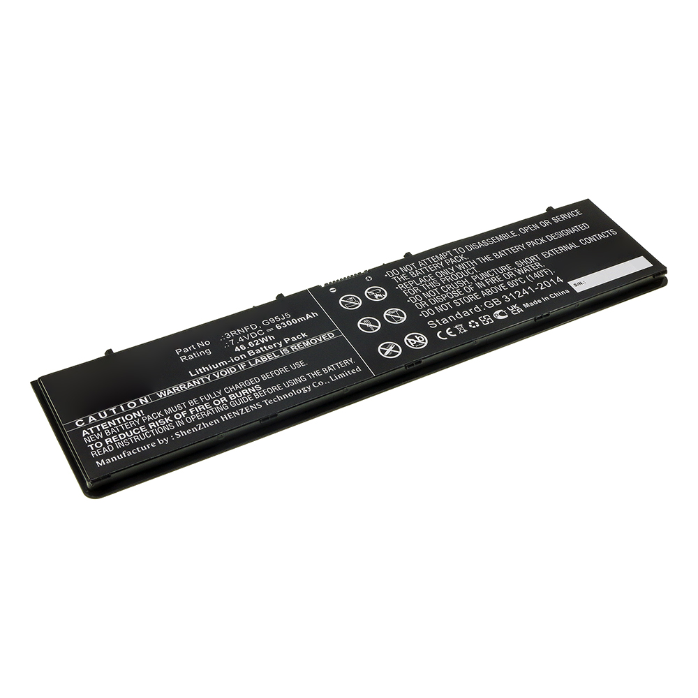 Synergy Digital Laptop Battery, Compatible with DELL  3RNFD Laptop Battery (Li-ion, 7.4V, 6300mAh)