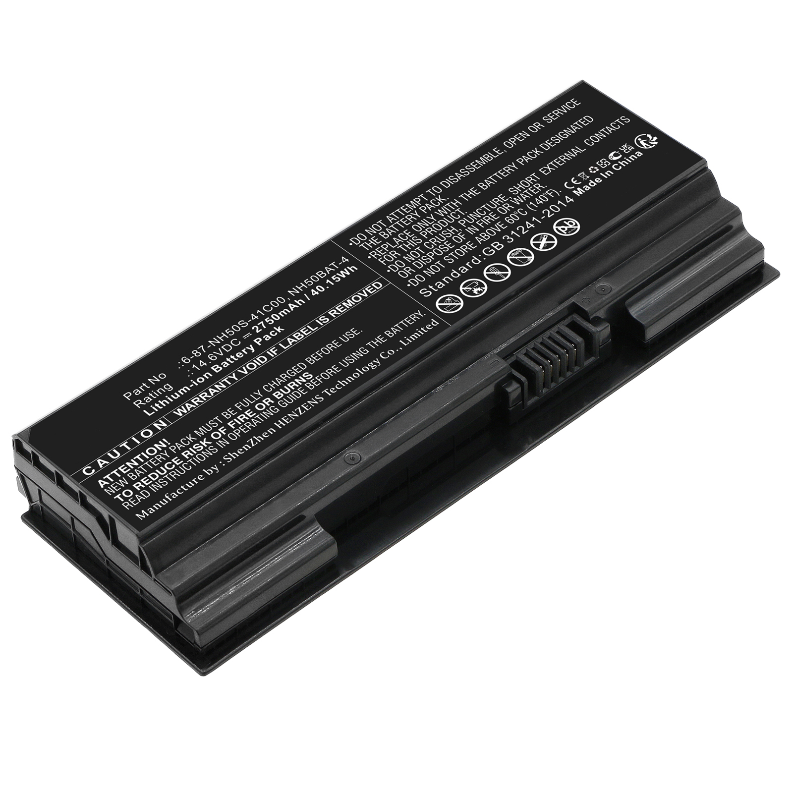 Synergy Digital Laptop Battery, Compatible with Clevo NH50BAT-4 Laptop Battery (Li-ion, 14.6V, 2750mAh)