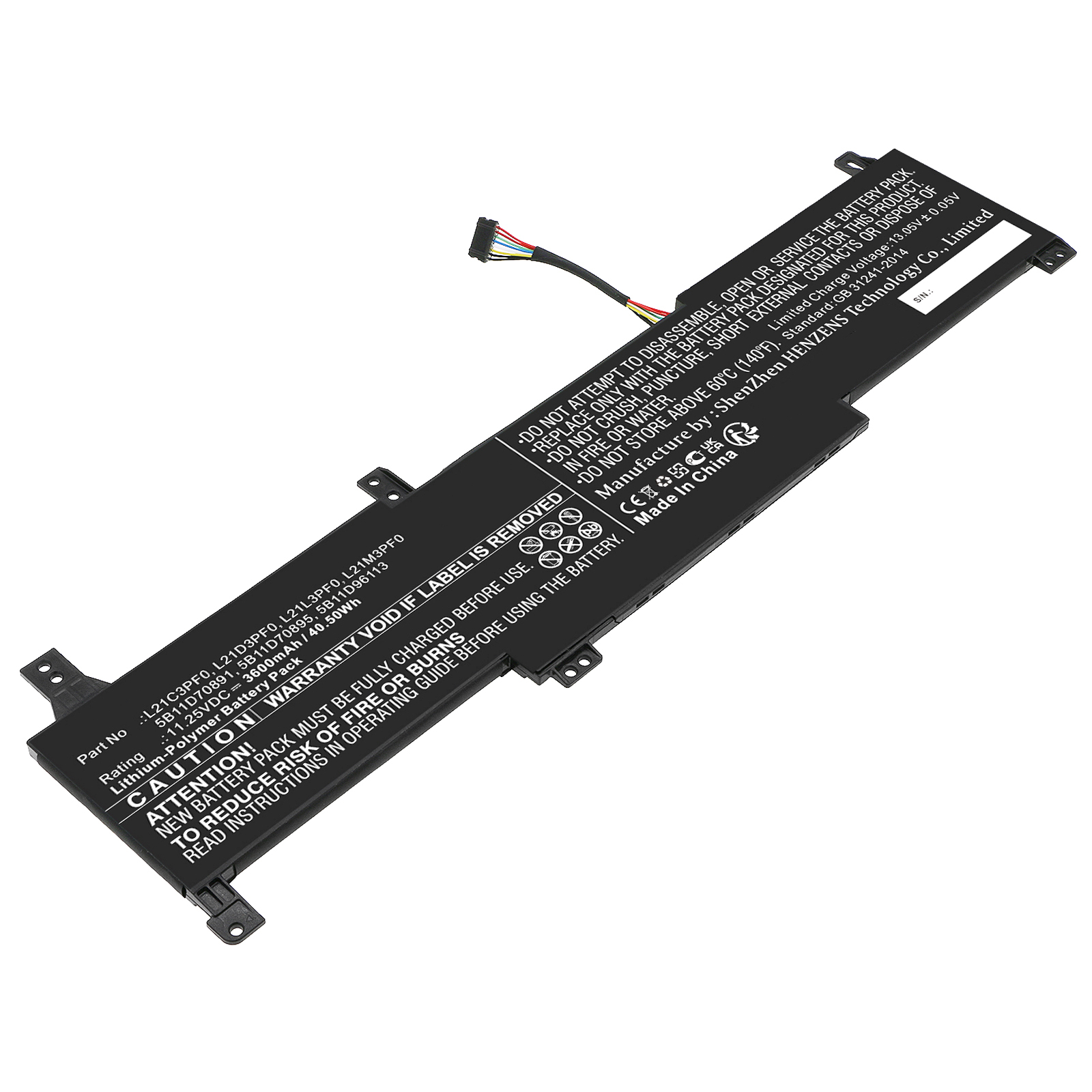 Synergy Digital Laptop Battery, Compatible with Lenovo L21C3PF0 Laptop Battery (Li-Pol, 11.25V, 3600mAh)