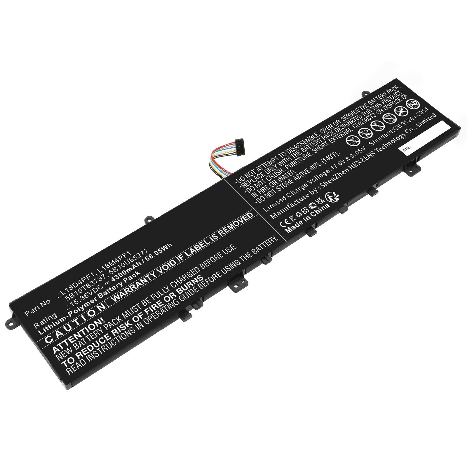 Synergy Digital Laptop Battery, Compatible with Lenovo L18D4PF1 Laptop Battery (Li-Pol, 15.36V, 4300mAh)